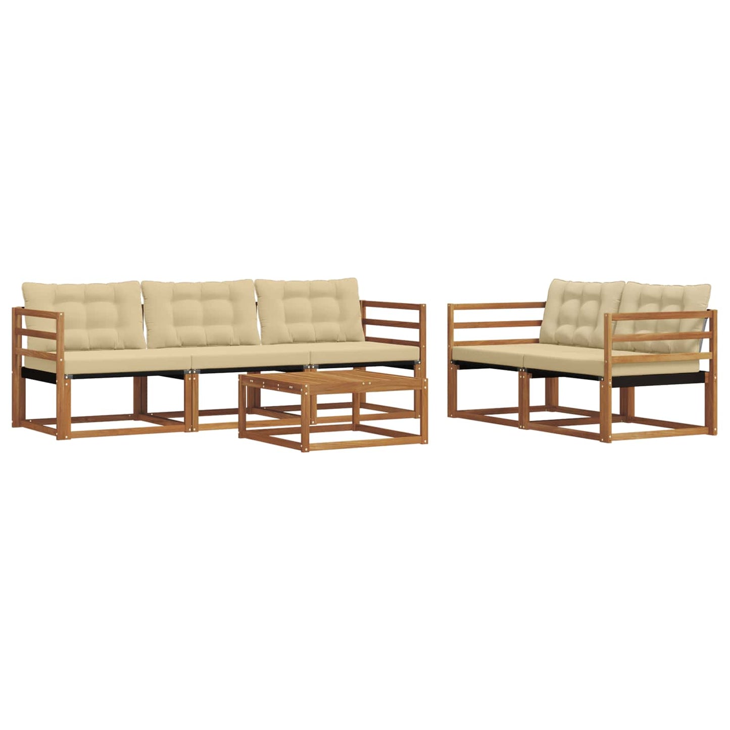 vidaXL Σειρά Καναπέ Εξωτερικού με μαξιλάρι 6 pcs Φυσικό και Μπεζ