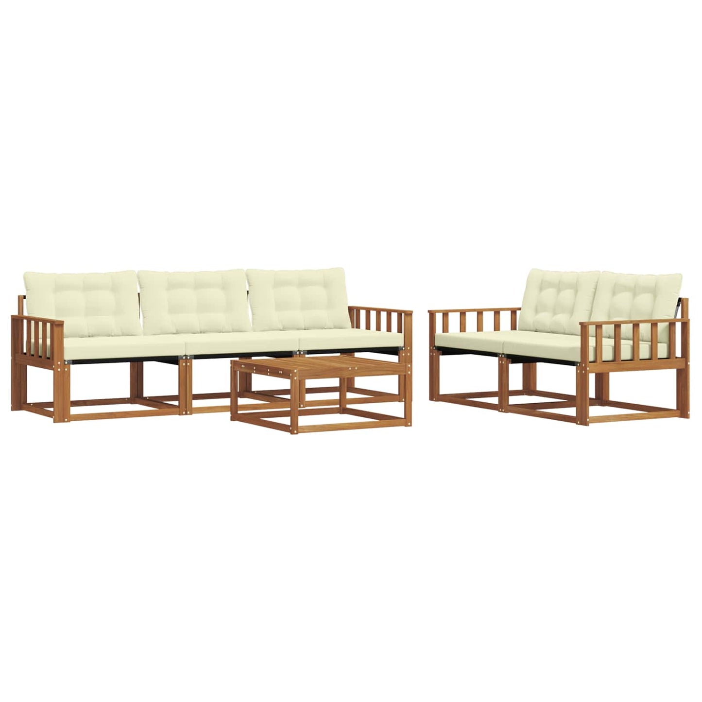 vidaXL Σειρά Καναπέ Εξωτερικού με μαξιλάρι 6 pcs Φυσικό και Κρέμα