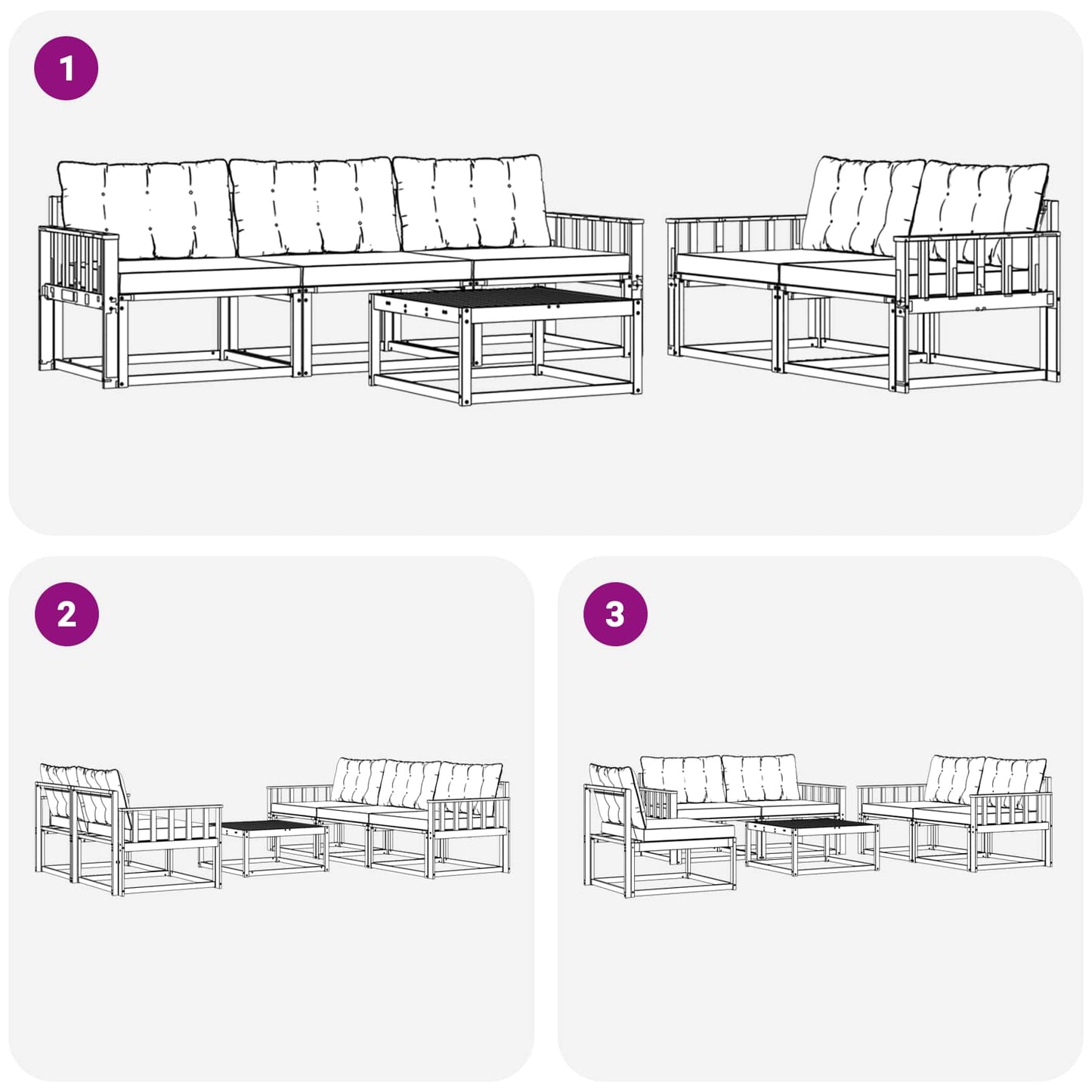vidaXL Σειρά Καναπέ Εξωτερικού με μαξιλάρι 6 pcs Φυσικό και Κρέμα