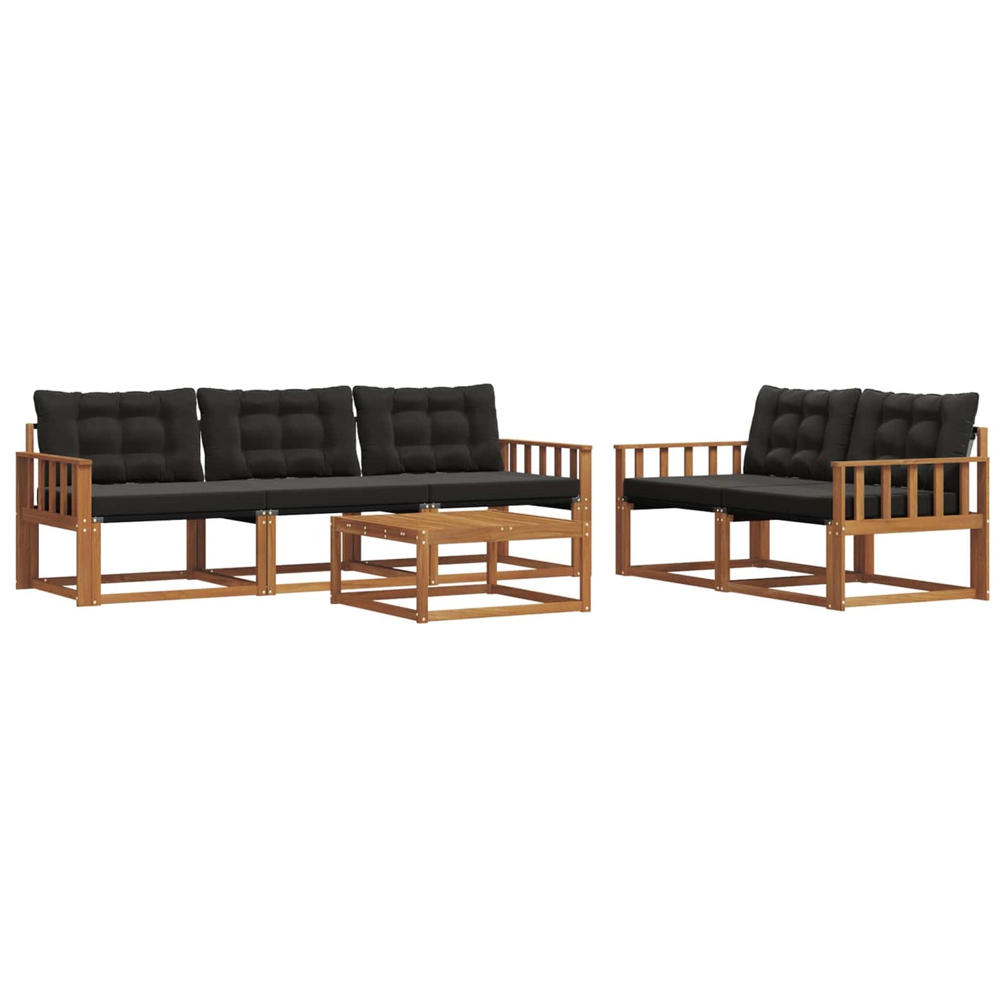 vidaXL Σειρά Καναπέ Εξωτερικού με μαξιλάρι 6 pcs Φυσικό και Μαύρο