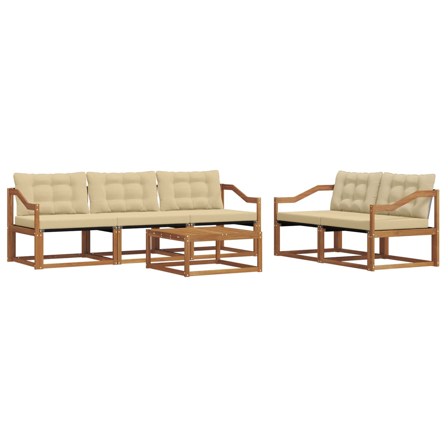 vidaXL Σειρά Καναπέ Εξωτερικού με μαξιλάρι 6 pcs Φυσικό και Μπεζ