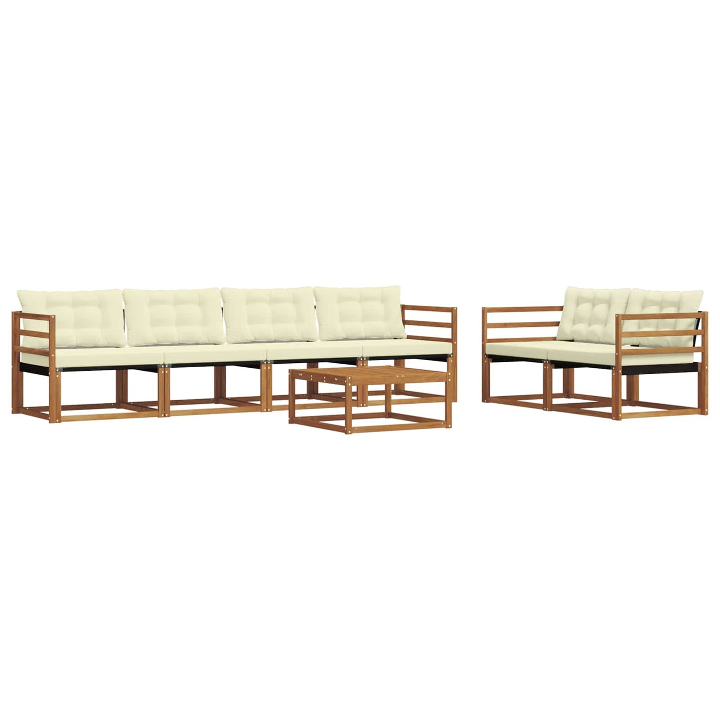vidaXL Σειρά Καναπέ Εξωτερικού με μαξιλάρι 7 pcs Φυσικό και Κρέμα