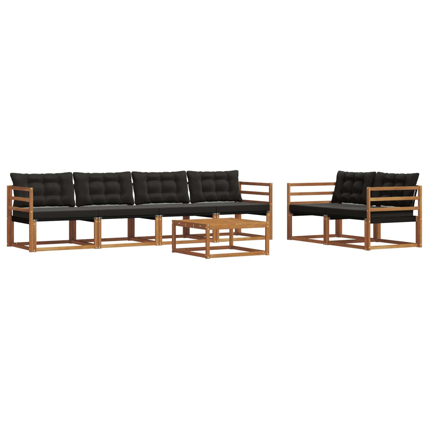 vidaXL Σειρά Καναπέ Εξωτερικού με μαξιλάρι 7 pcs Φυσικό και Μαύρο