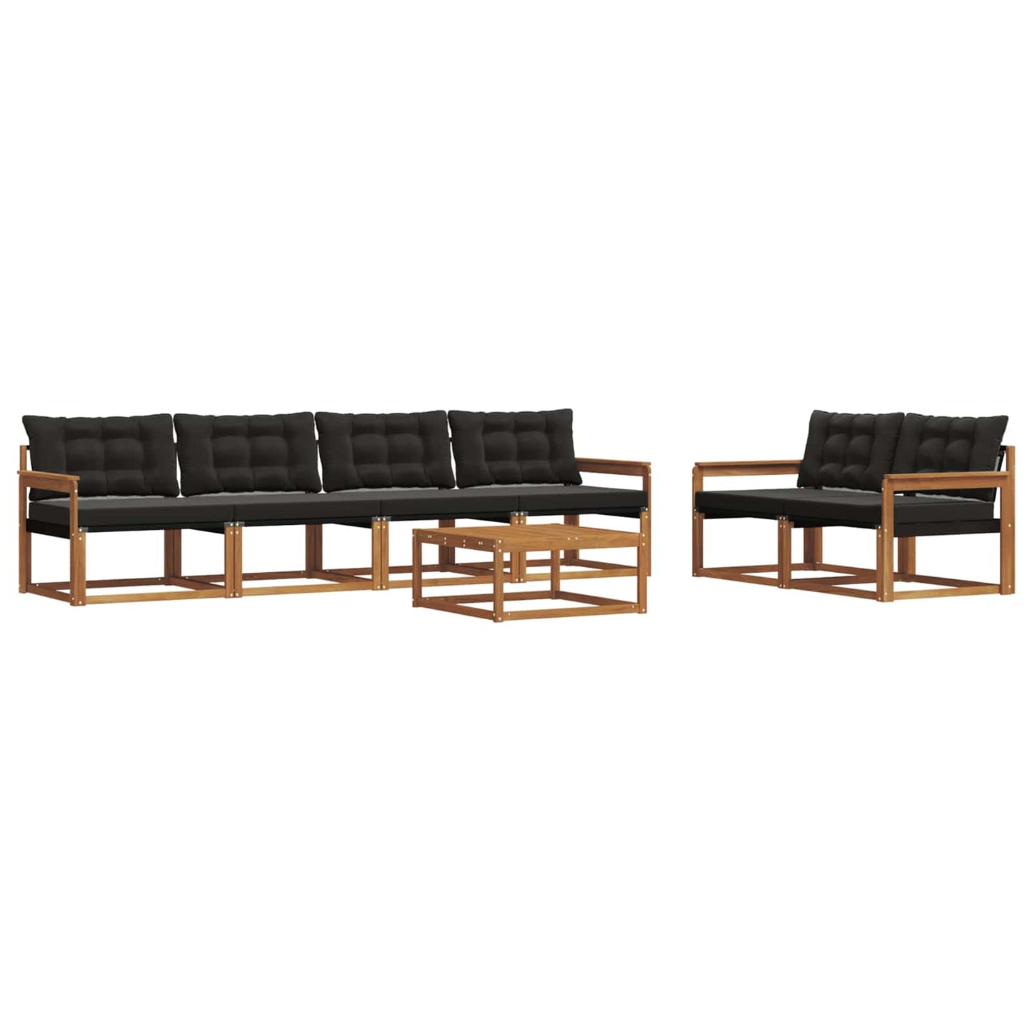 vidaXL Σειρά Καναπέ Εξωτερικού με μαξιλάρι 7 pcs Φυσικό και Μαύρο