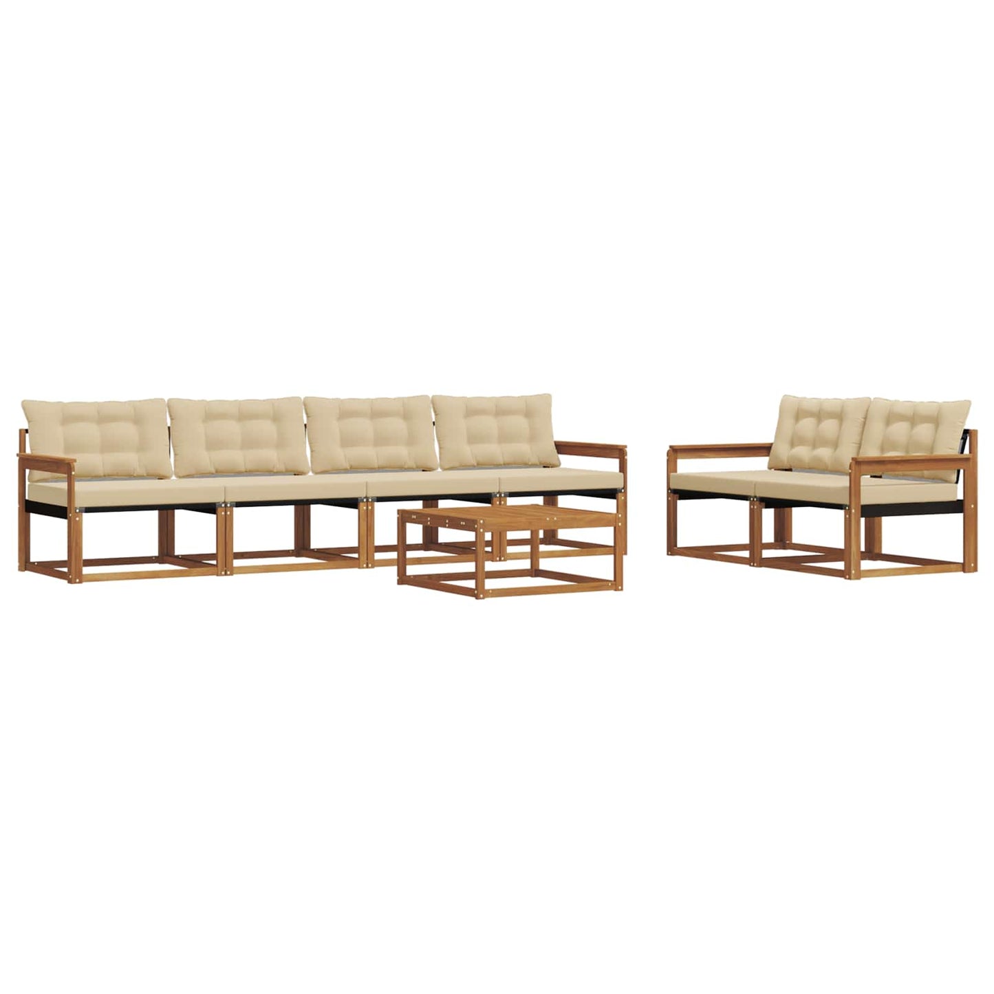 vidaXL Σειρά Καναπέ Εξωτερικού με μαξιλάρι 7 pcs Φυσικό και Μπεζ