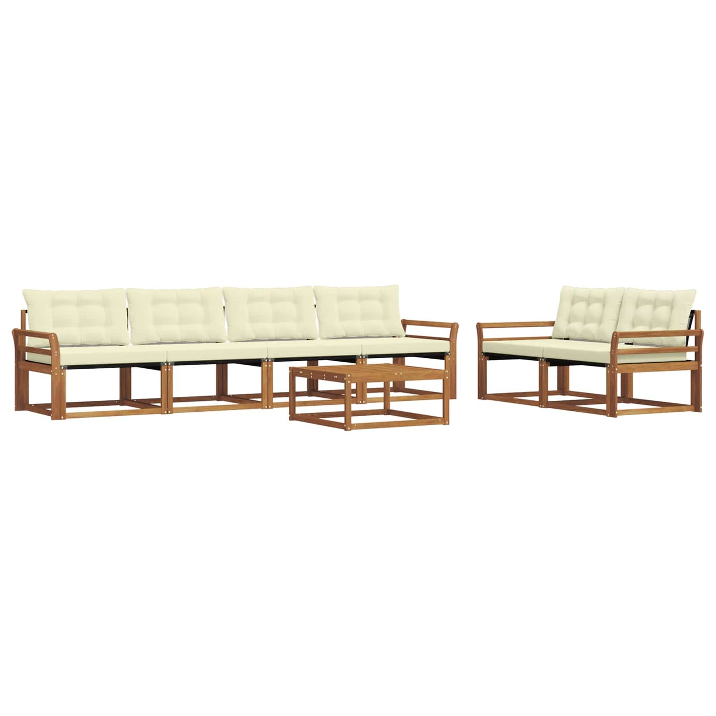 vidaXL Σειρά Καναπέ Εξωτερικού με μαξιλάρι 7 pcs Φυσικό και Κρέμα