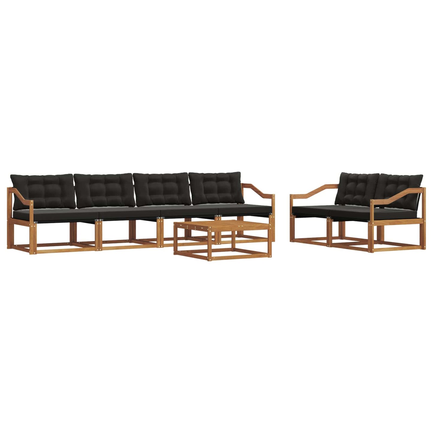 vidaXL Σειρά Καναπέ Εξωτερικού με μαξιλάρι 7 pcs Φυσικό και Μαύρο