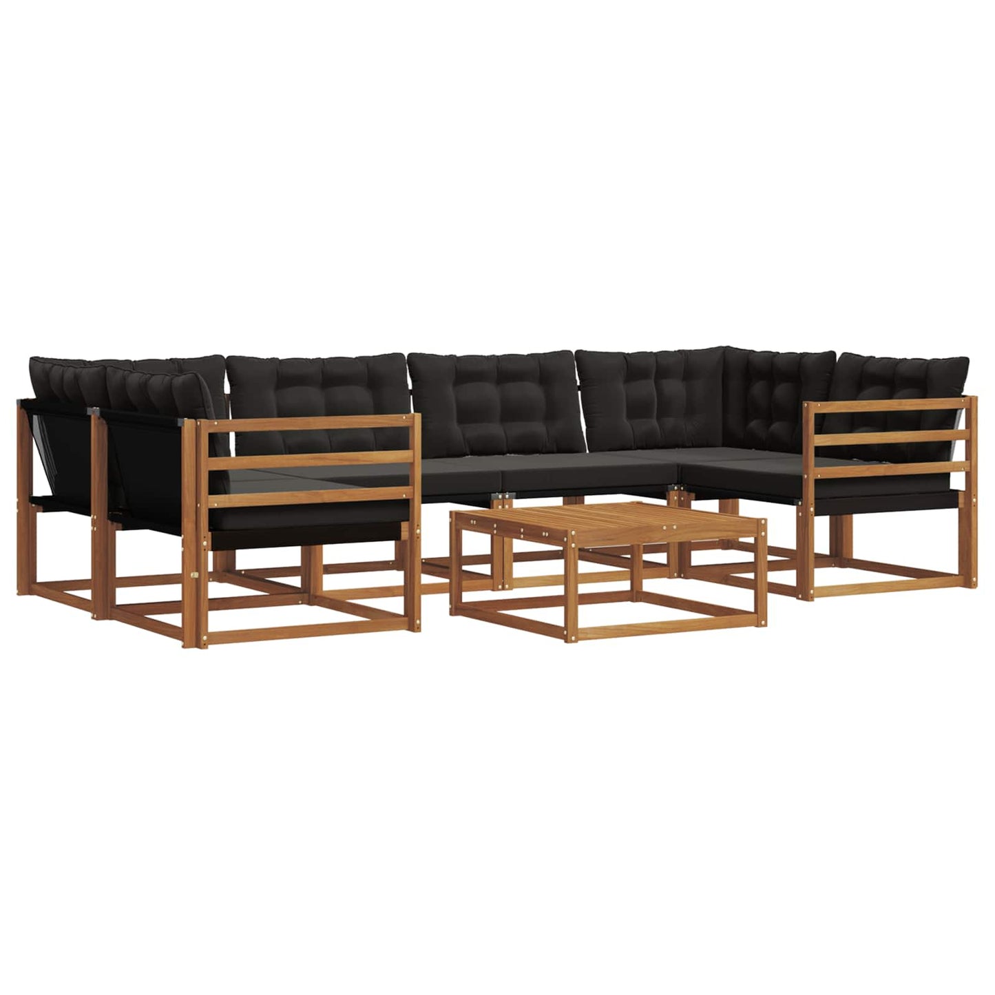 vidaXL Σειρά Καναπέ Εξωτερικού με μαξιλάρι 7 pcs Φυσικό και Μαύρο