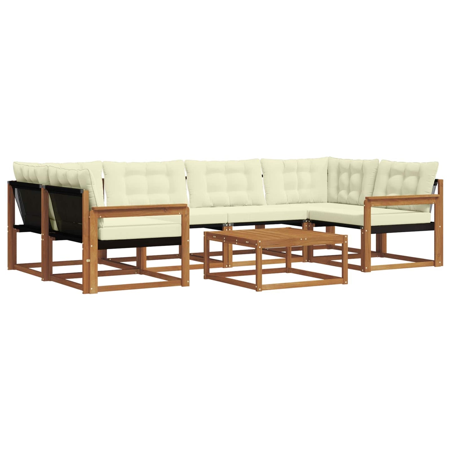 vidaXL Σειρά Καναπέ Εξωτερικού με μαξιλάρι 7 pcs Φυσικό και Κρέμα