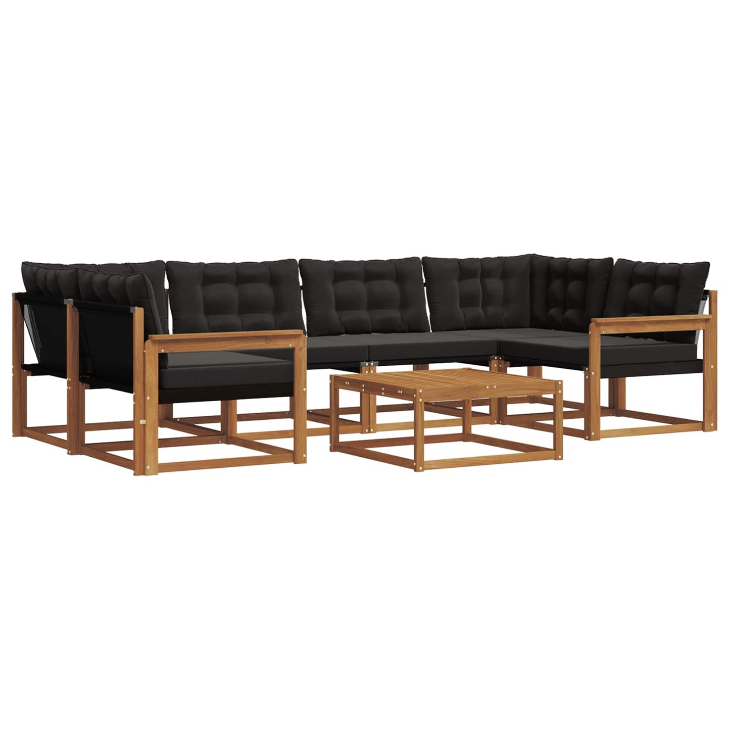 vidaXL Σειρά Καναπέ Εξωτερικού με μαξιλάρι 7 pcs Φυσικό και Μαύρο