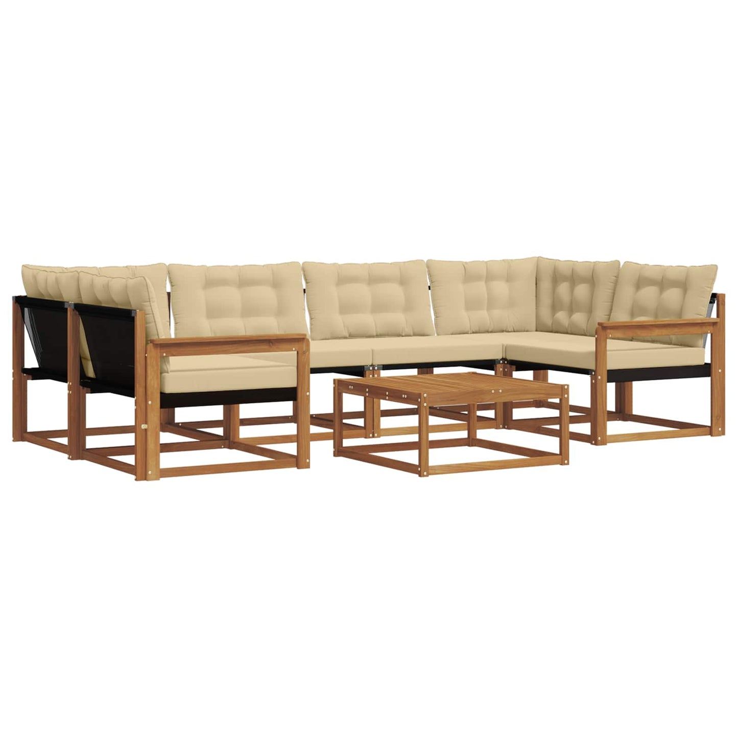 vidaXL Σειρά Καναπέ Εξωτερικού με μαξιλάρι 7 pcs Φυσικό και Μπεζ