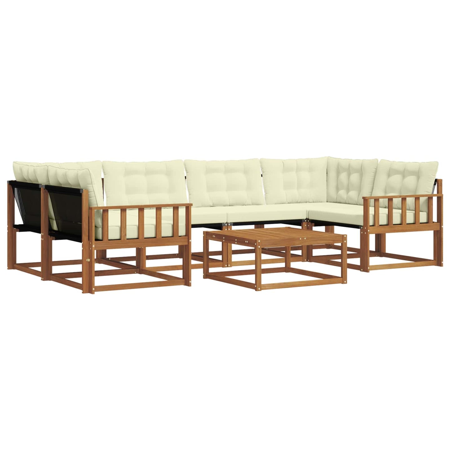 vidaXL Σειρά Καναπέ Εξωτερικού με μαξιλάρι 7 pcs Φυσικό και Κρέμα