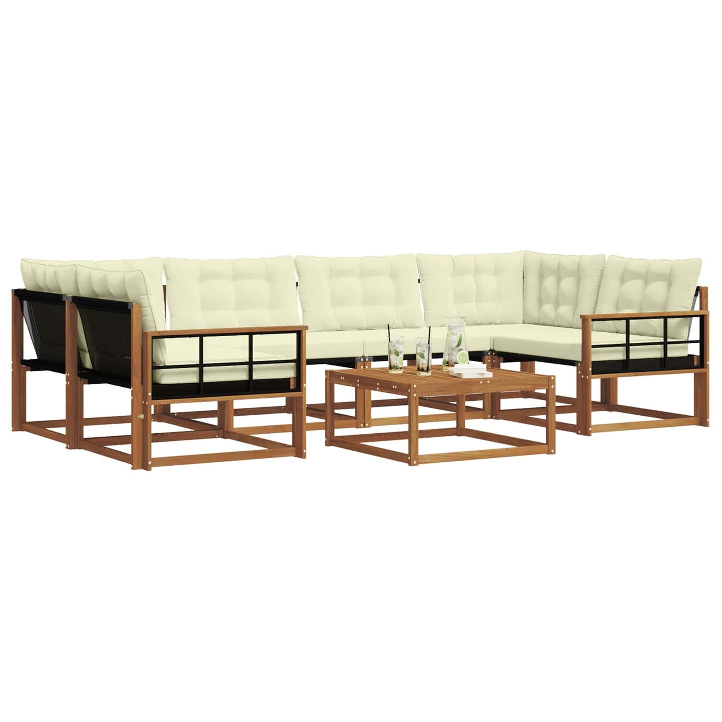 vidaXL Σειρά Καναπέ Εξωτερικού με μαξιλάρι 7 pcs Φυσικό και Κρέμα
