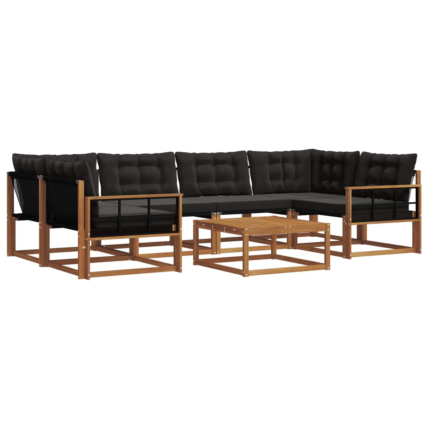 vidaXL Σειρά Καναπέ Εξωτερικού με μαξιλάρι 7 pcs Φυσικό και Μαύρο