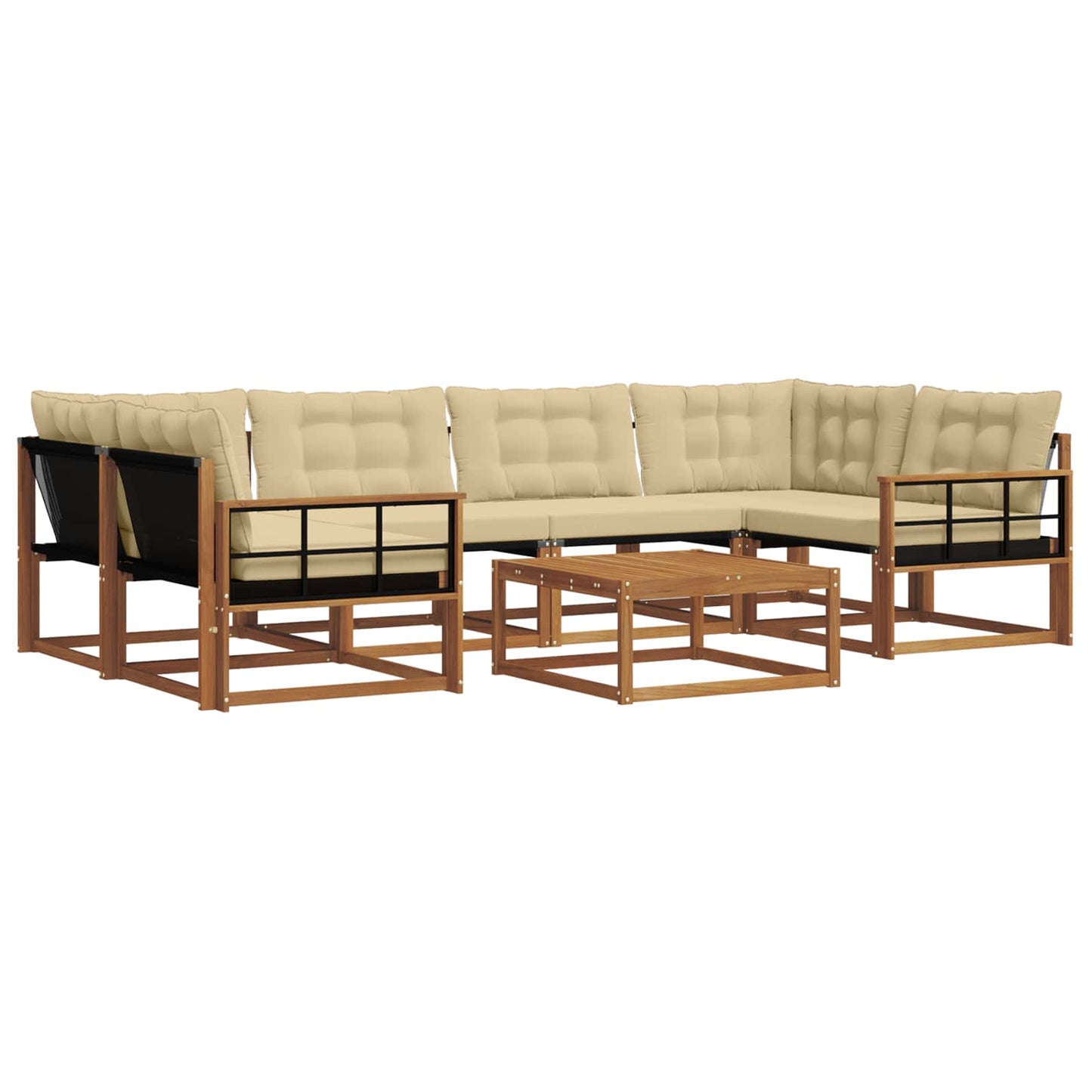 vidaXL Σειρά Καναπέ Εξωτερικού με μαξιλάρι 7 pcs Φυσικό και Μπεζ