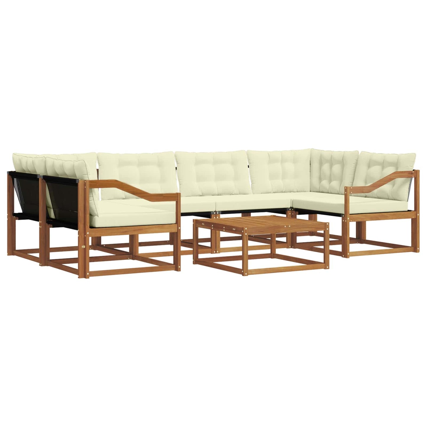 vidaXL Σειρά Καναπέ Εξωτερικού με μαξιλάρι 7 pcs Φυσικό και Κρέμα
