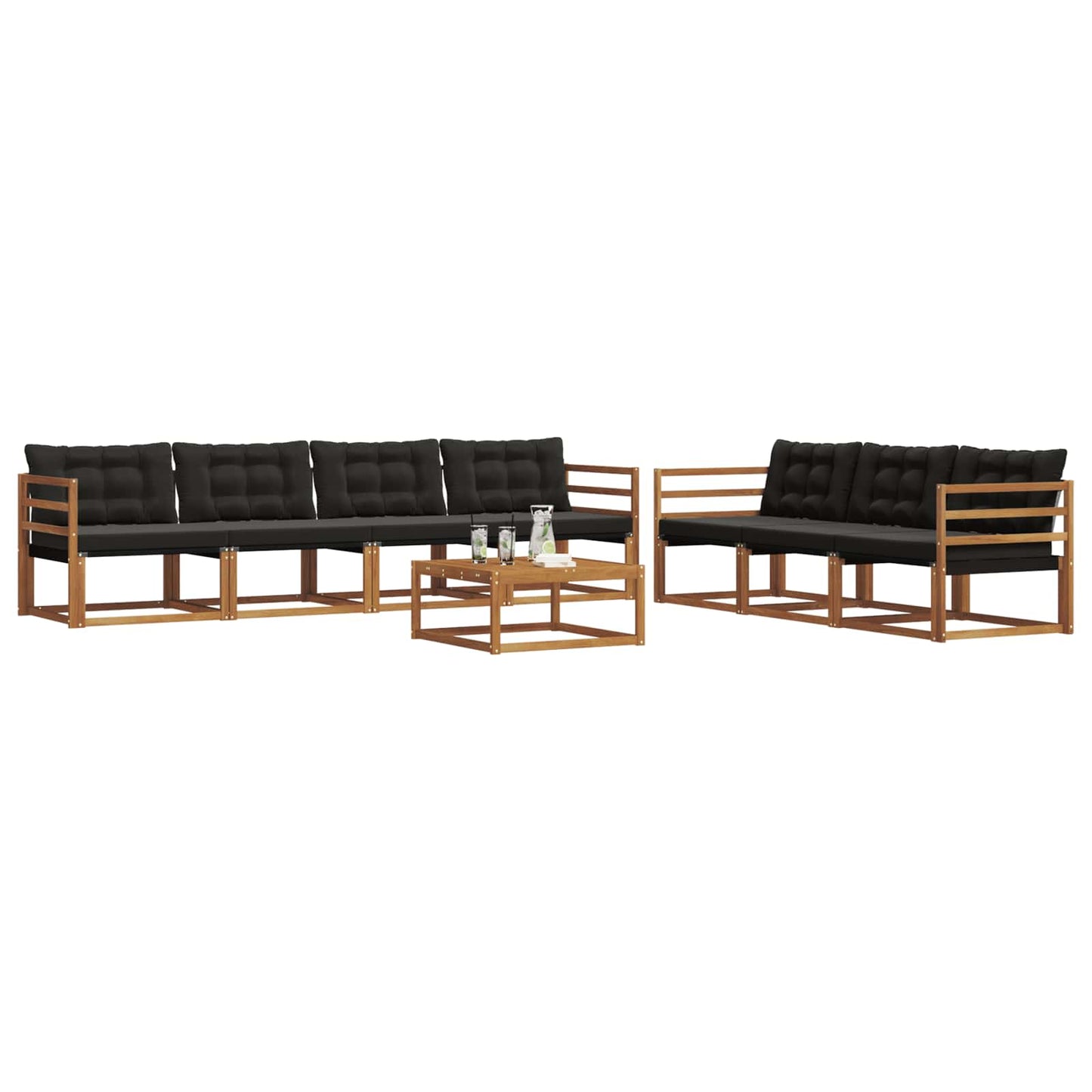 vidaXL Σειρά Καναπέ Εξωτερικού με μαξιλάρι 8 pcs Φυσικό και Μαύρο