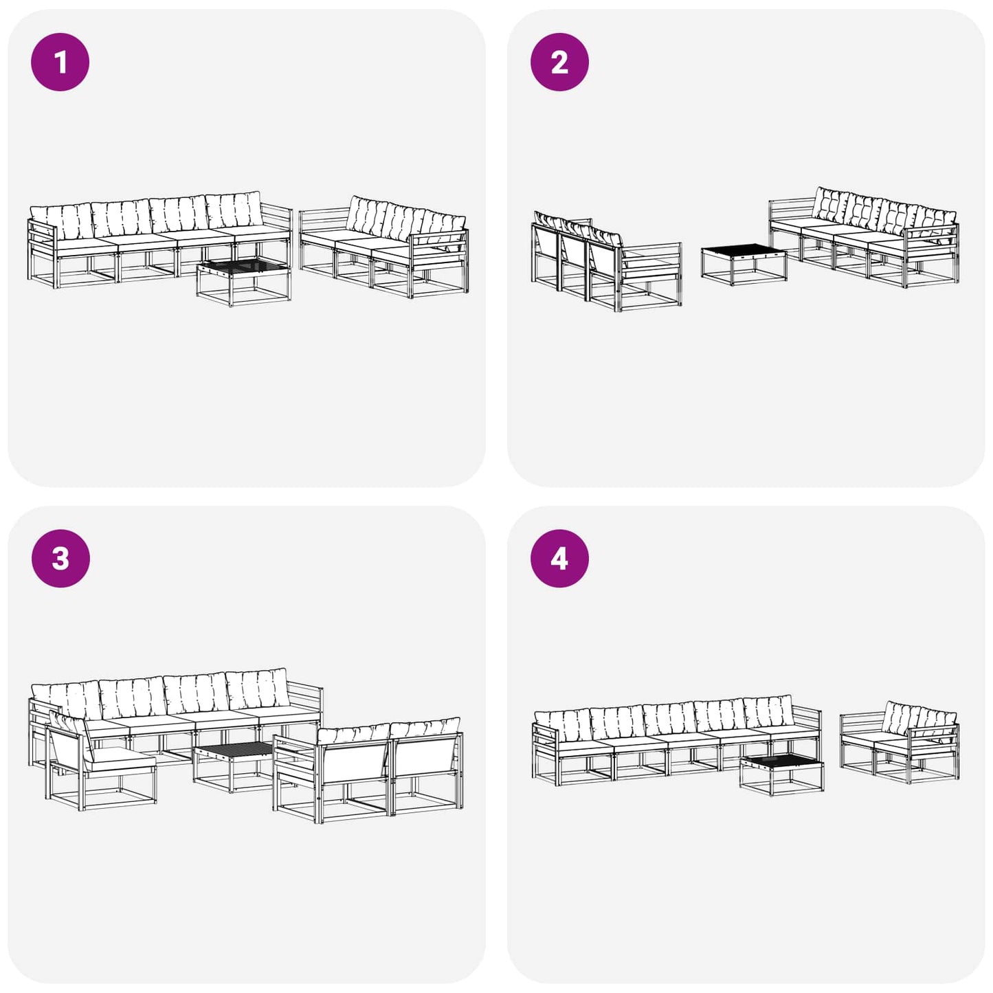 vidaXL Σειρά Καναπέ Εξωτερικού με μαξιλάρι 8 pcs Φυσικό και Μαύρο
