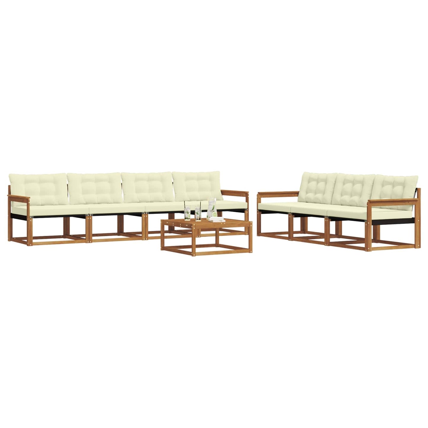 vidaXL Σειρά Καναπέ Εξωτερικού με μαξιλάρι 8 pcs Φυσικό και Κρέμα