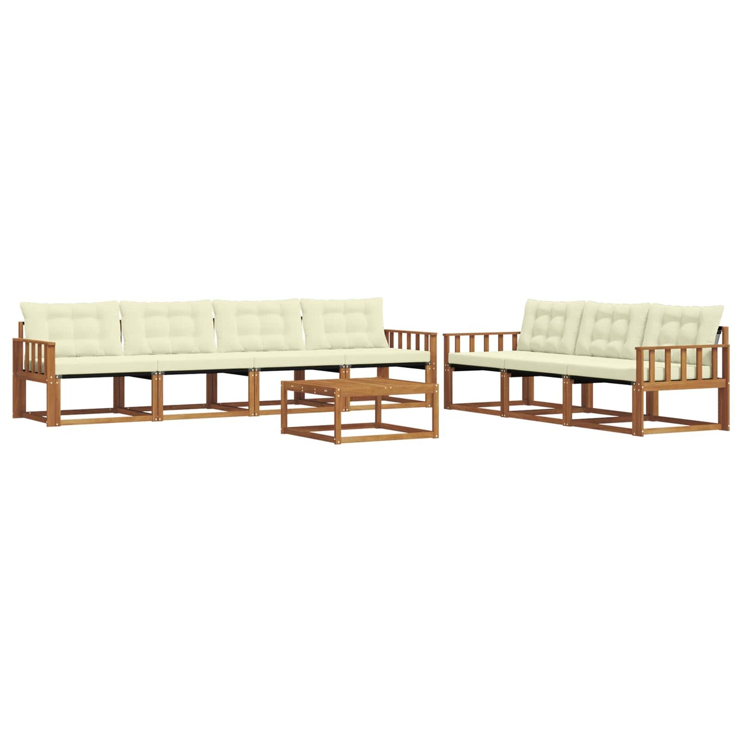 vidaXL Σειρά Καναπέ Εξωτερικού με μαξιλάρι 8 pcs Φυσικό και Κρέμα