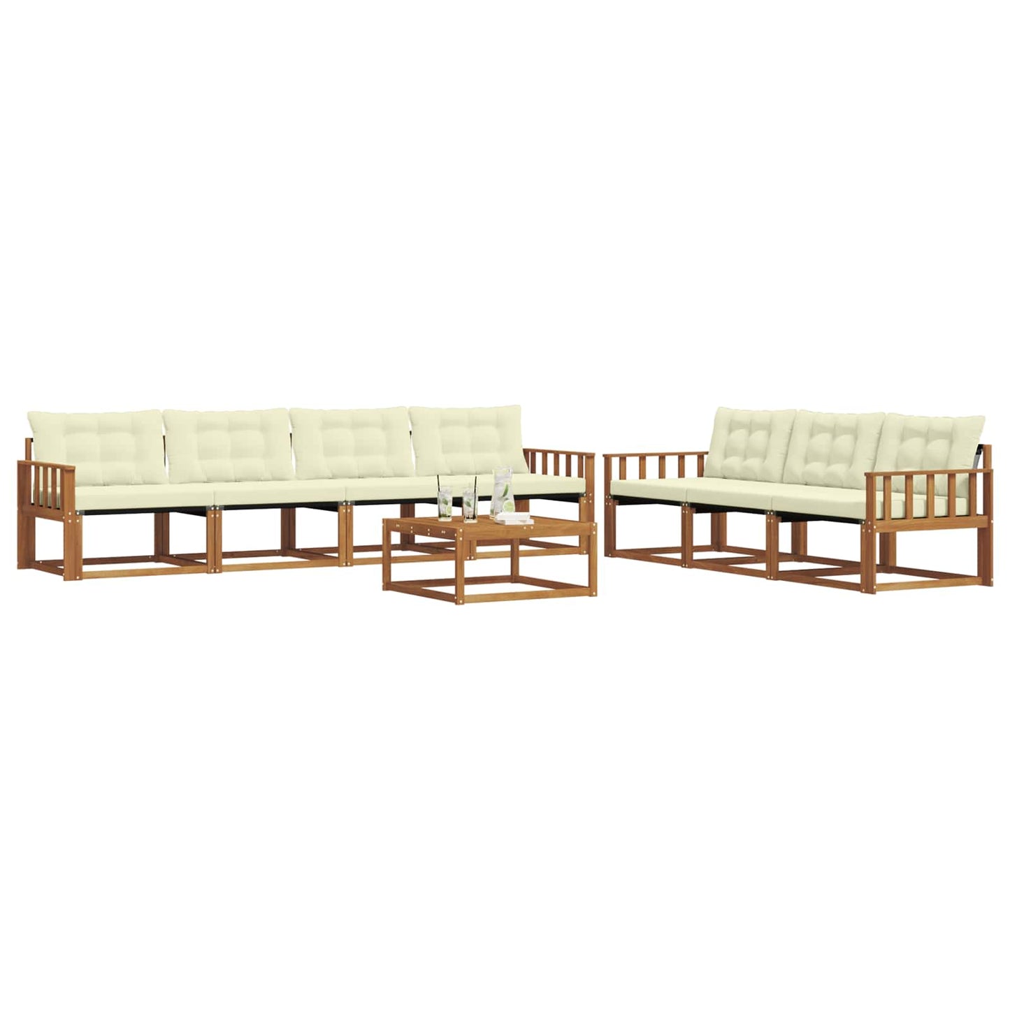 vidaXL Σειρά Καναπέ Εξωτερικού με μαξιλάρι 8 pcs Φυσικό και Κρέμα