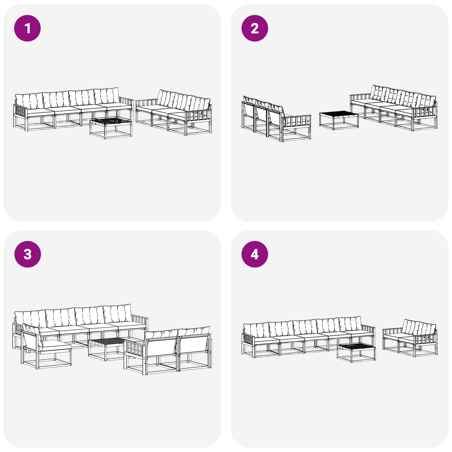 vidaXL Σειρά Καναπέ Εξωτερικού με μαξιλάρι 8 pcs Φυσικό και Κρέμα