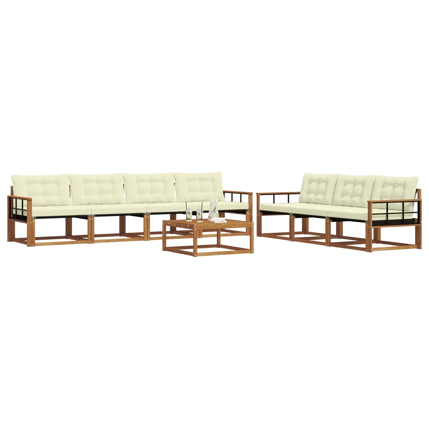vidaXL Σειρά Καναπέ Εξωτερικού με μαξιλάρι 8 pcs Φυσικό και Κρέμα
