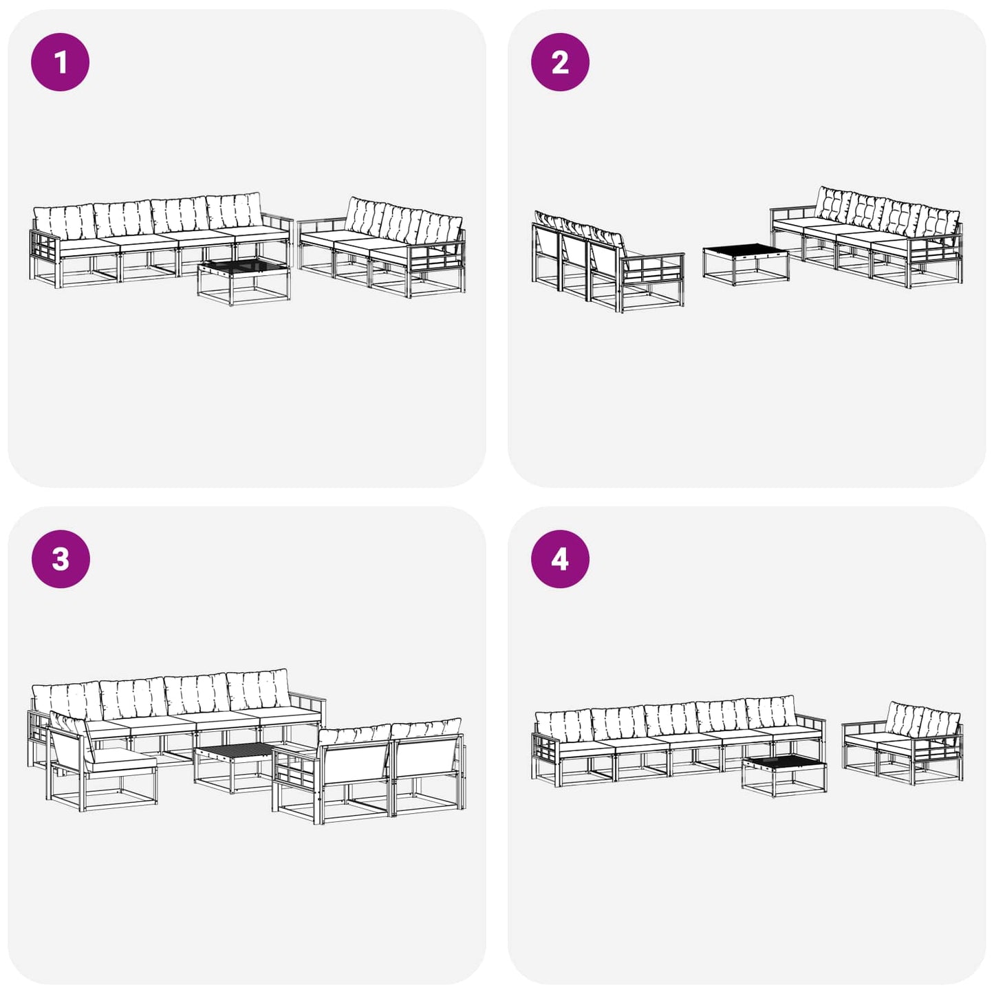 vidaXL Σειρά Καναπέ Εξωτερικού 8 pcs Φυσικό και Ανοιχτό Γκρι
