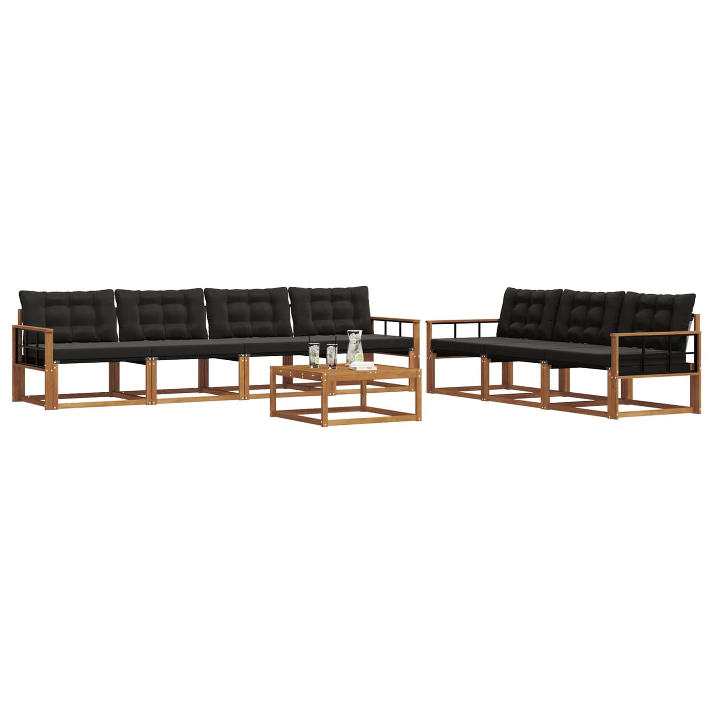 vidaXL Σειρά Καναπέ Εξωτερικού με μαξιλάρι 8 pcs Φυσικό και Μαύρο