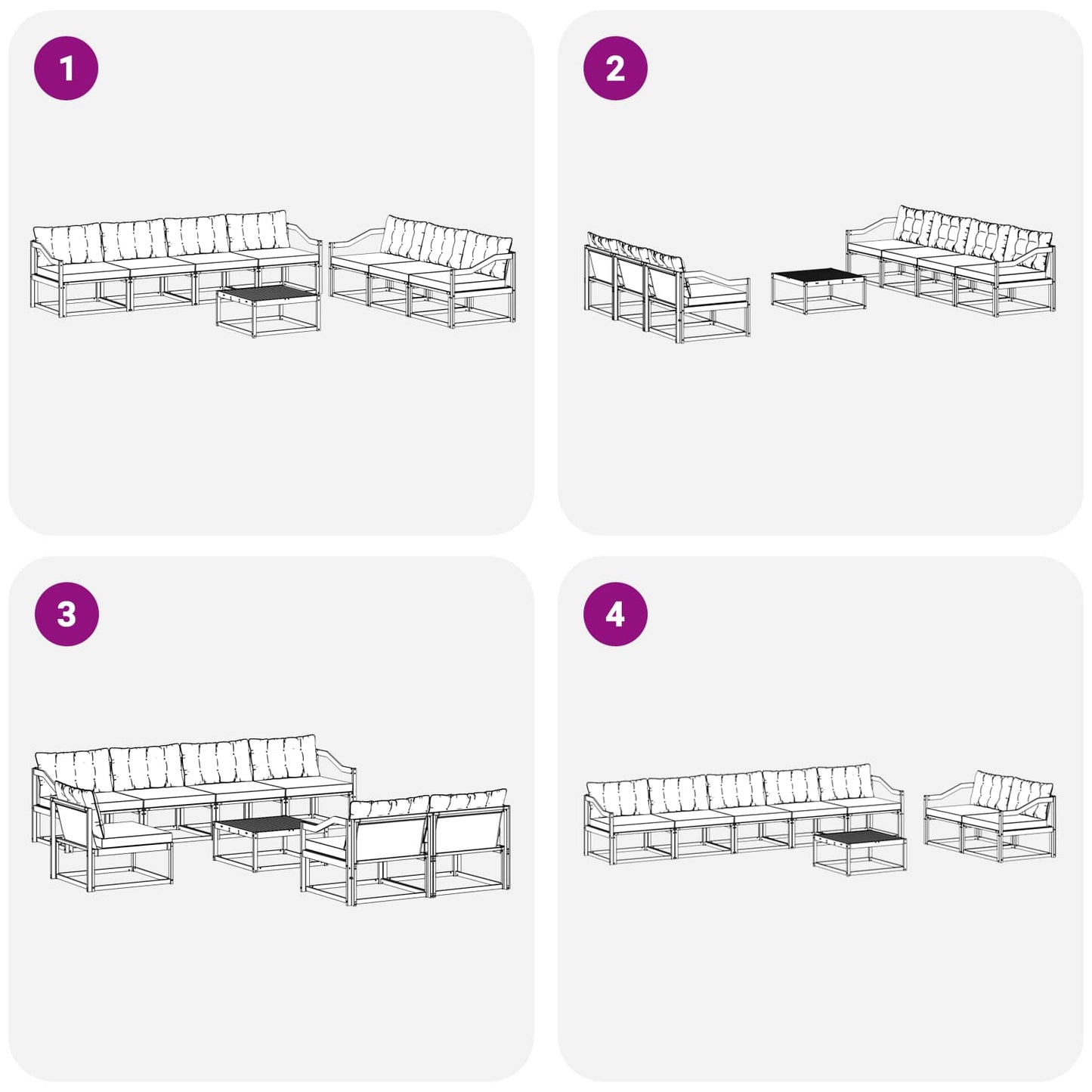 vidaXL Σειρά Καναπέ Εξωτερικού 8 pcs Φυσικό και Ανοιχτό Γκρι
