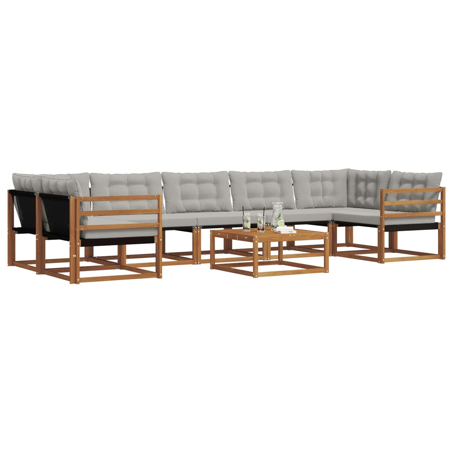 vidaXL Σειρά Καναπέ Εξωτερικού 8 pcs Φυσικό και Ανοιχτό Γκρι