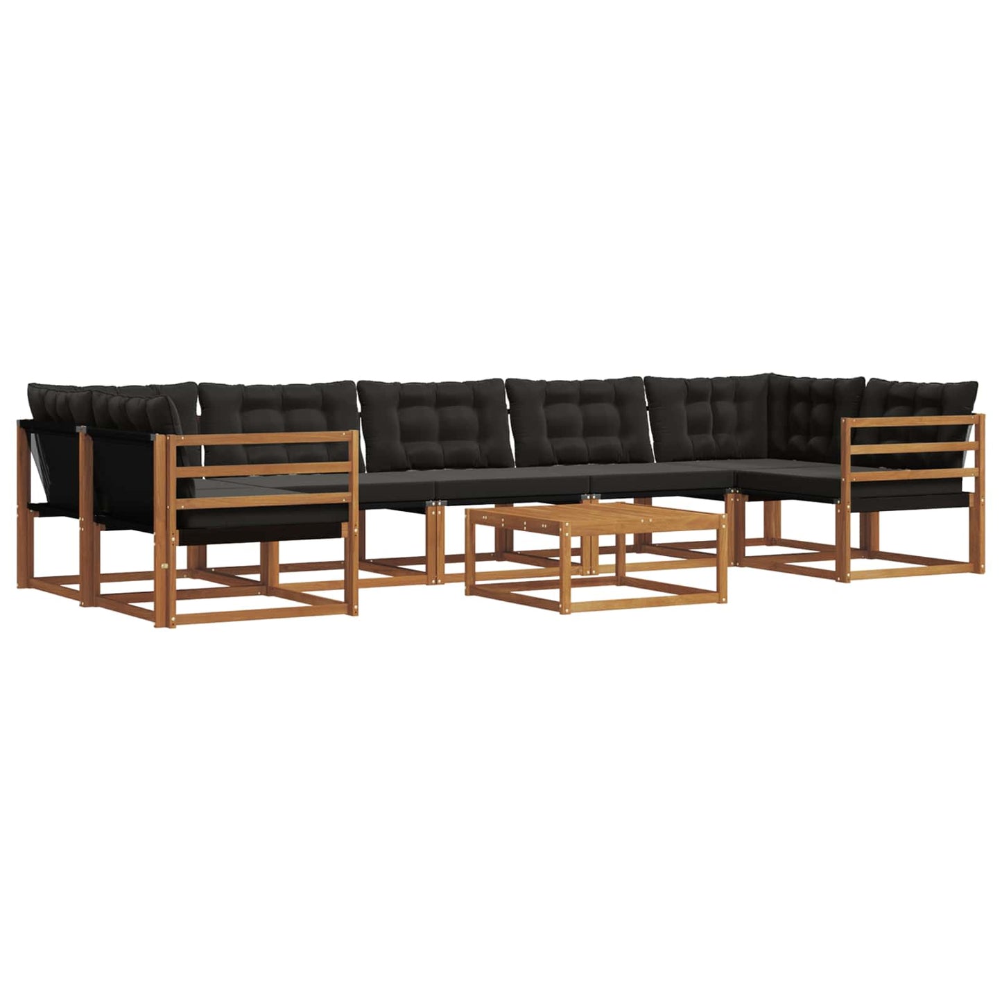 vidaXL Σειρά Καναπέ Εξωτερικού με μαξιλάρι 8 pcs Φυσικό και Μαύρο
