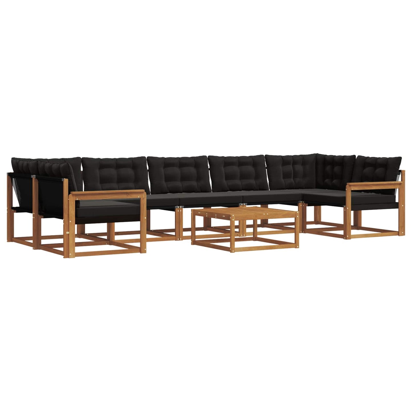 vidaXL Σειρά Καναπέ Εξωτερικού με μαξιλάρι 8 pcs Φυσικό και Μαύρο