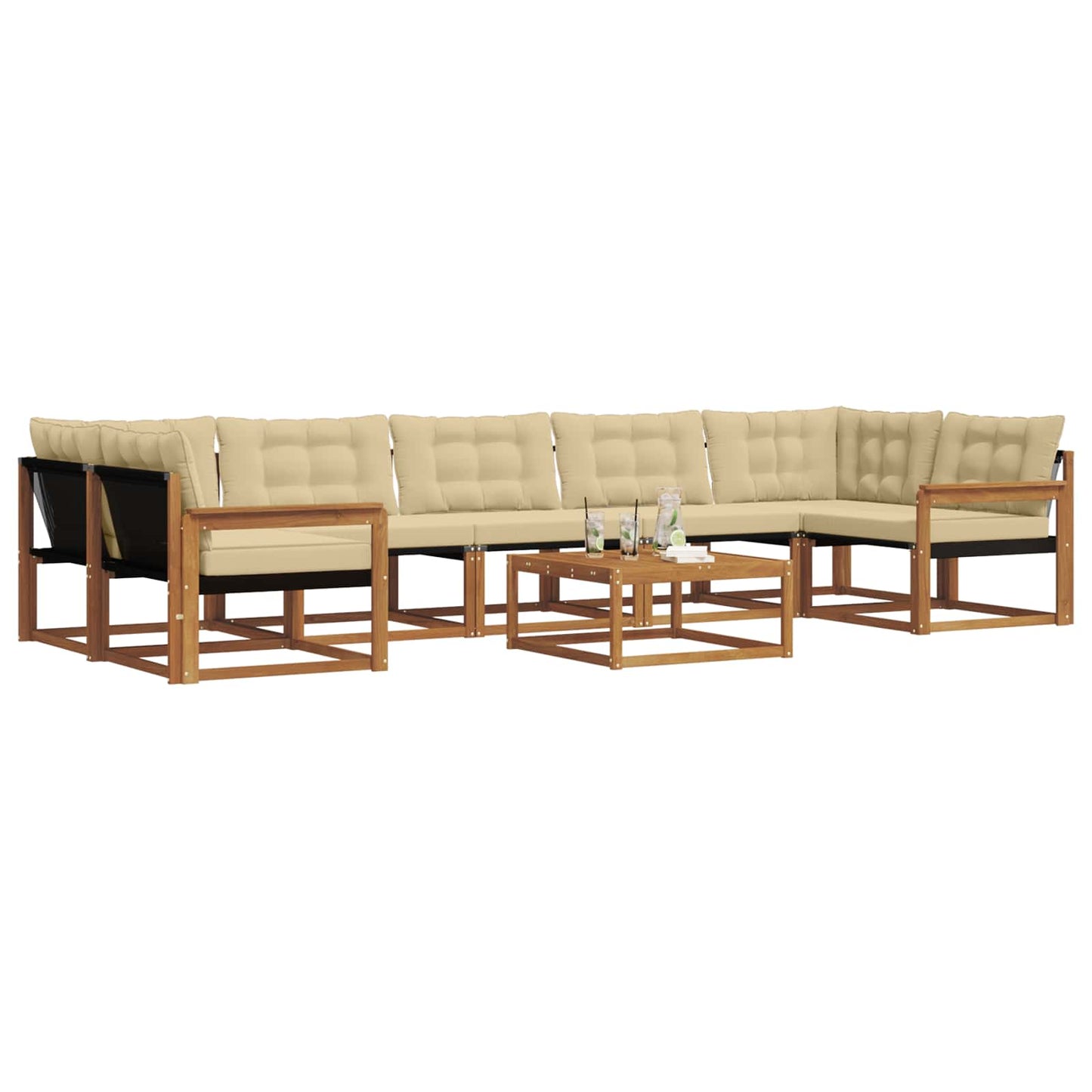 vidaXL Σειρά Καναπέ Εξωτερικού με μαξιλάρι 8 pcs Φυσικό και Μπεζ