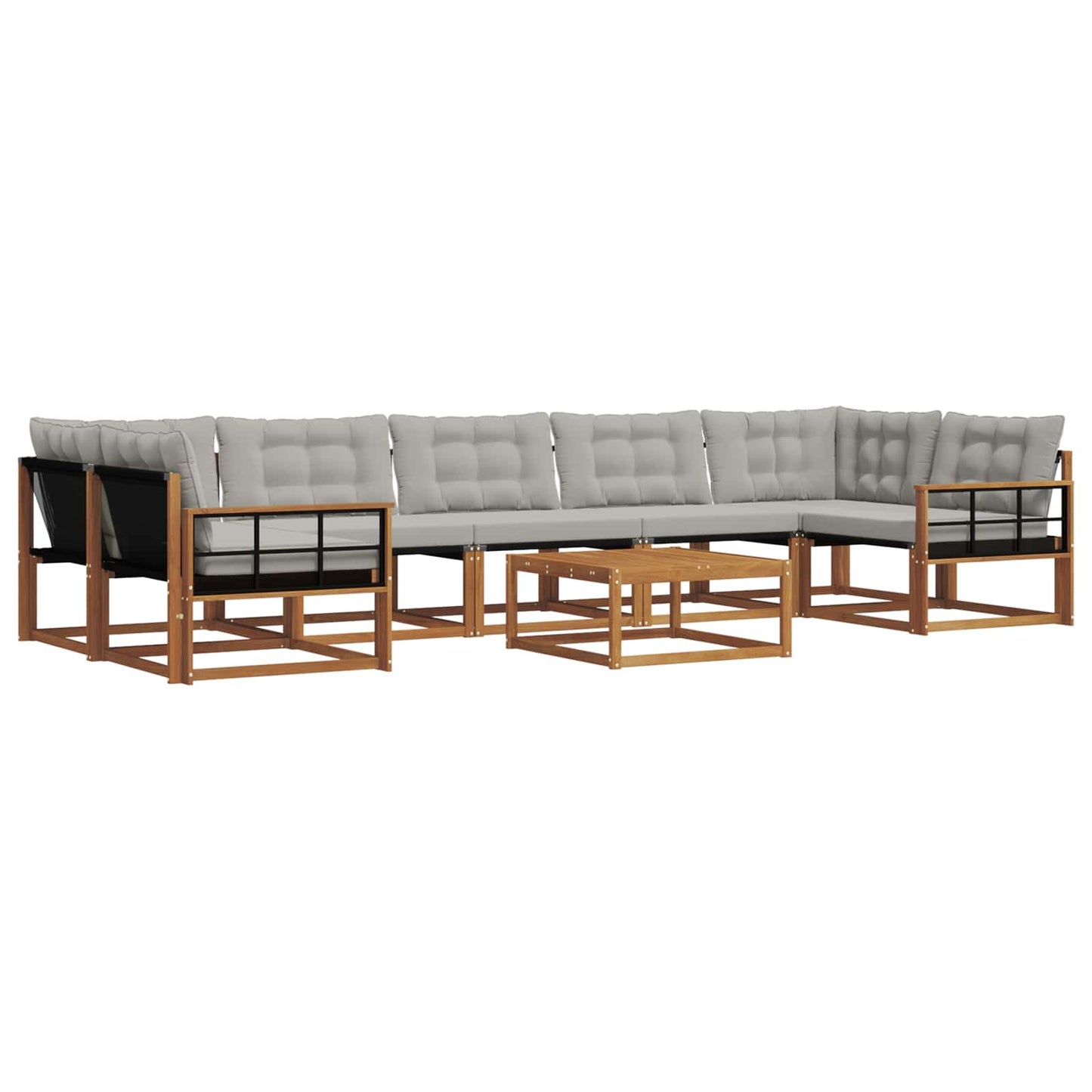 vidaXL Σειρά Καναπέ Εξωτερικού 8 pcs Φυσικό και Ανοιχτό Γκρι