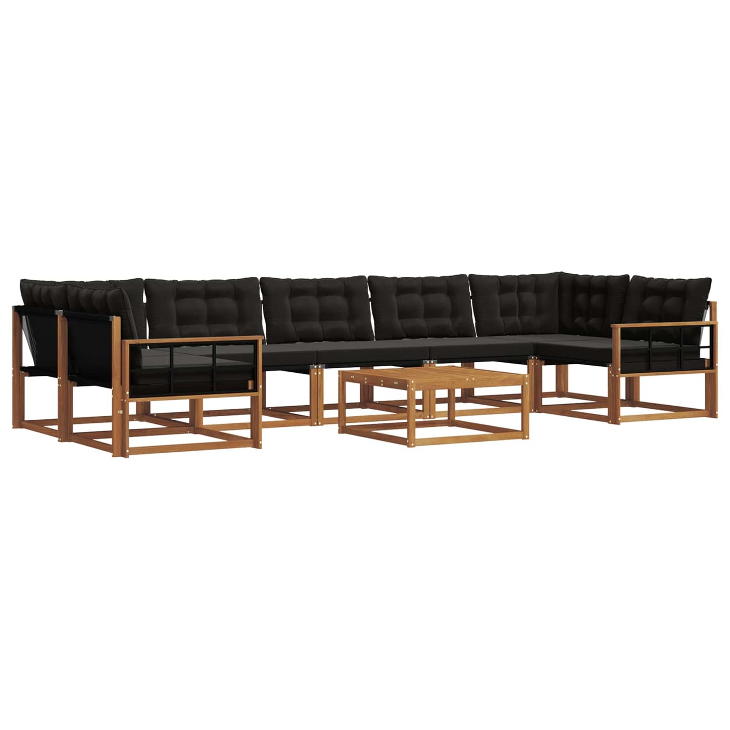 vidaXL Σειρά Καναπέ Εξωτερικού με μαξιλάρι 8 pcs Φυσικό και Μαύρο