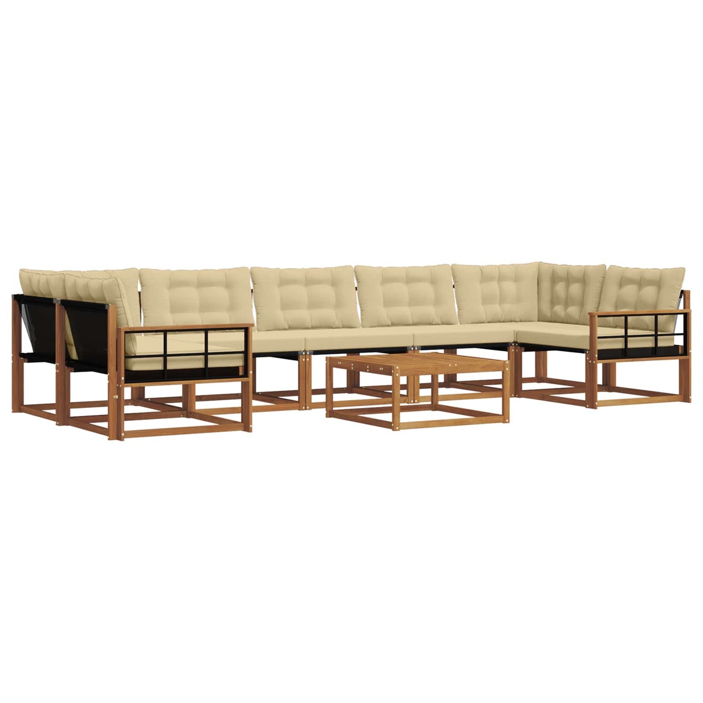 vidaXL Σειρά Καναπέ Εξωτερικού με μαξιλάρι 8 pcs Φυσικό και Μπεζ