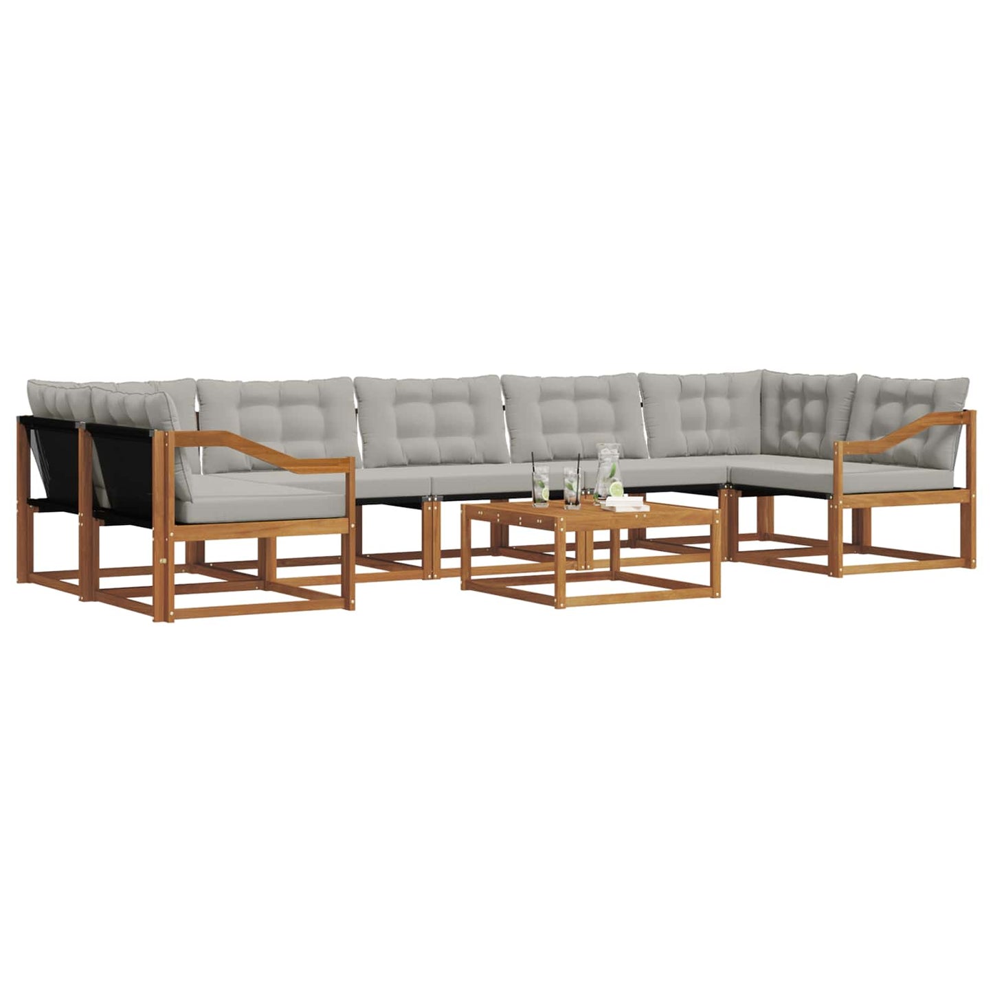 vidaXL Σειρά Καναπέ Εξωτερικού 8 pcs Φυσικό και Ανοιχτό Γκρι
