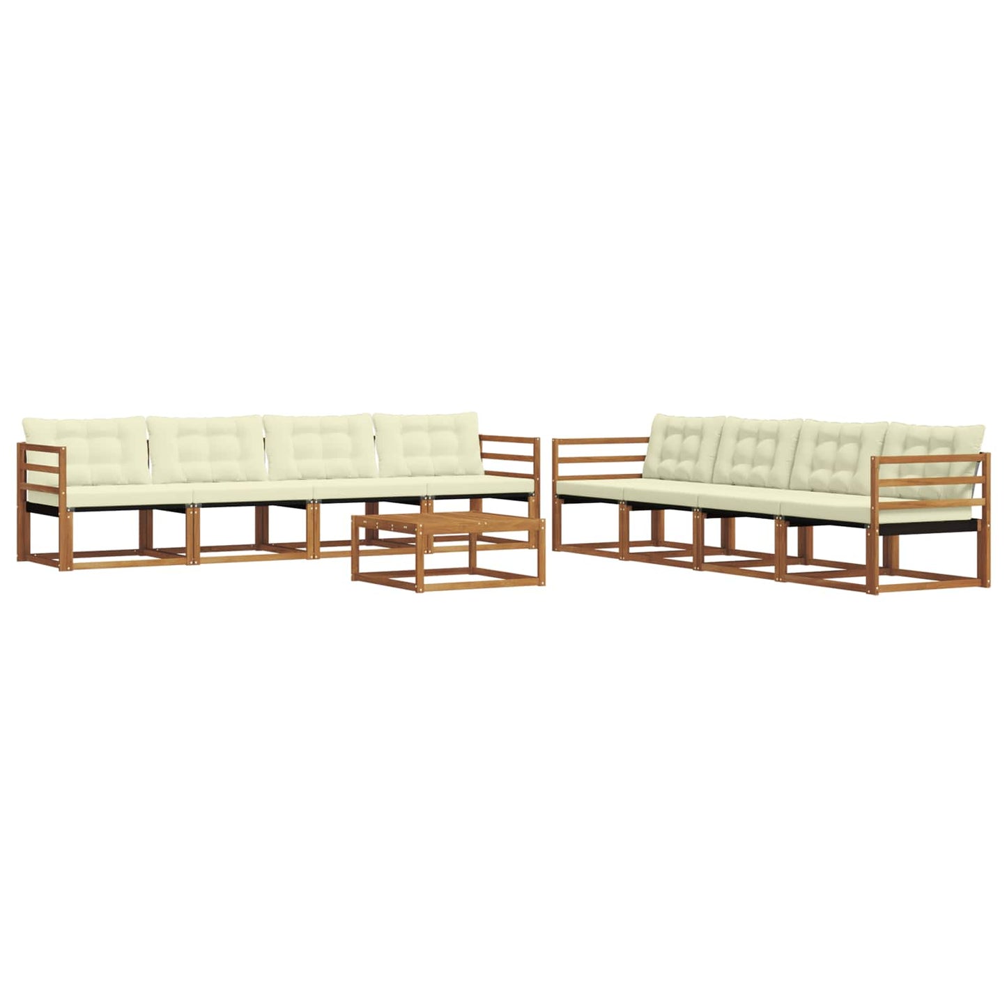 vidaXL Σειρά Καναπέ Εξωτερικού με μαξιλάρι 9 pcs Φυσικό και Κρέμα