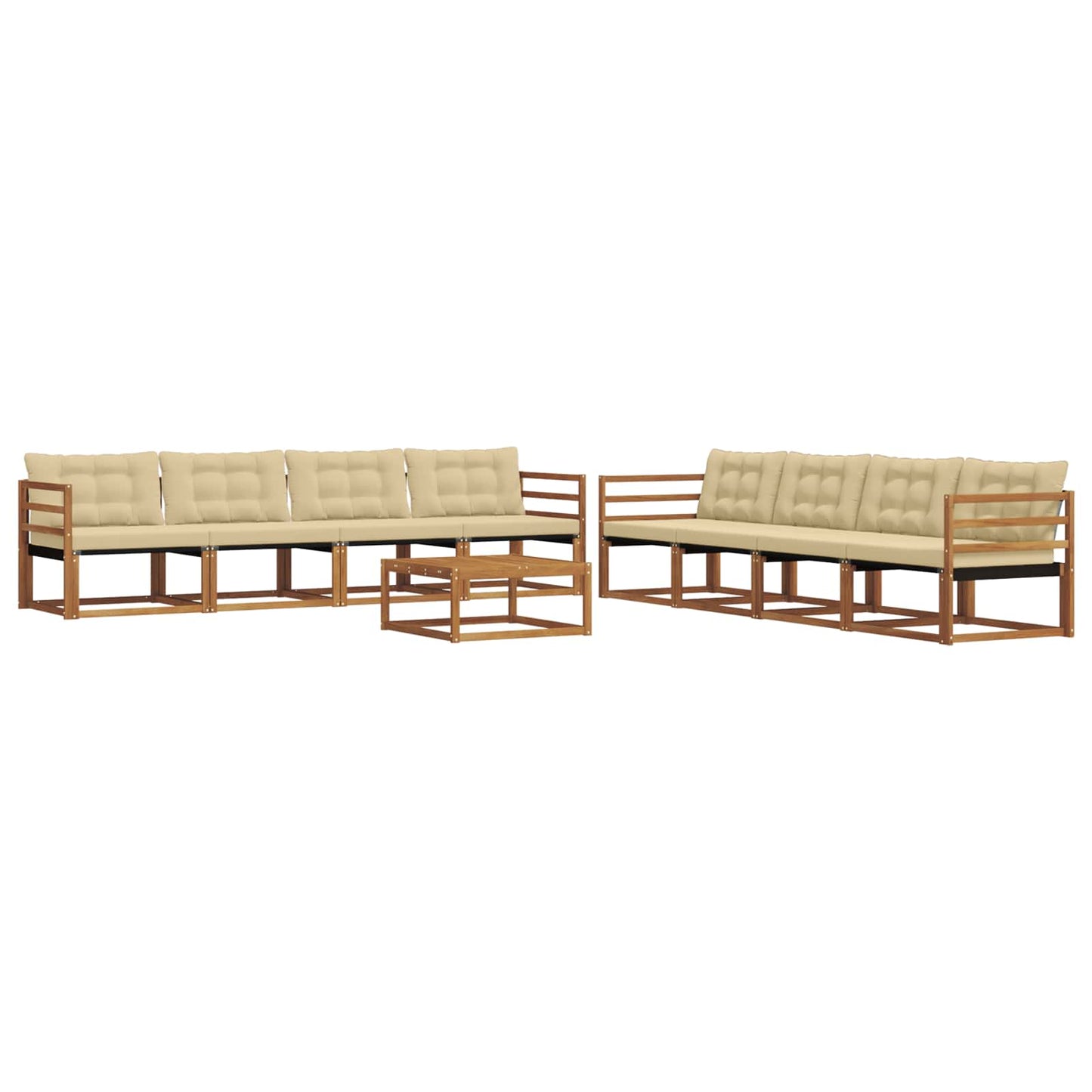 vidaXL Σειρά Καναπέ Εξωτερικού με μαξιλάρι 9 pcs Φυσικό και Μπεζ