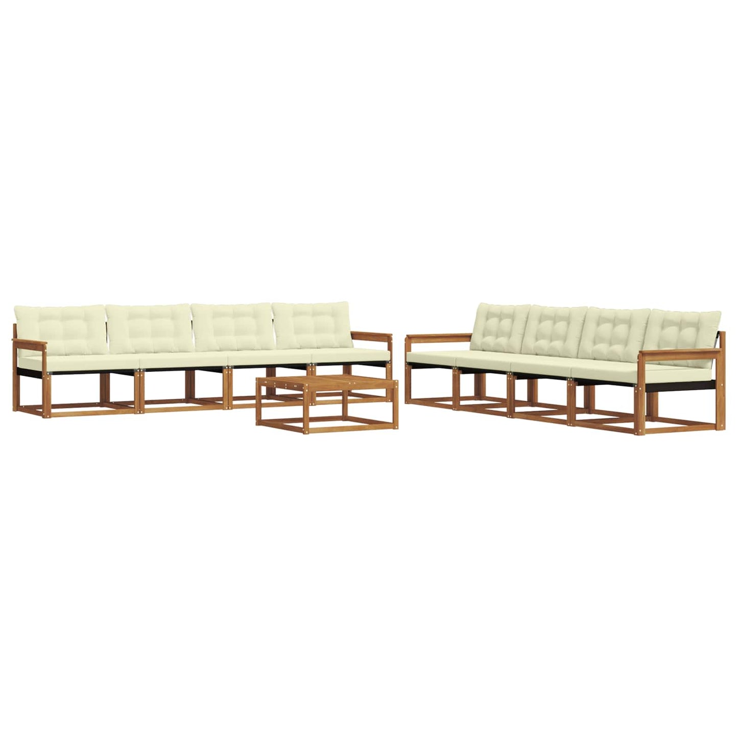 vidaXL Σειρά Καναπέ Εξωτερικού με μαξιλάρι 9 pcs Φυσικό και Κρέμα
