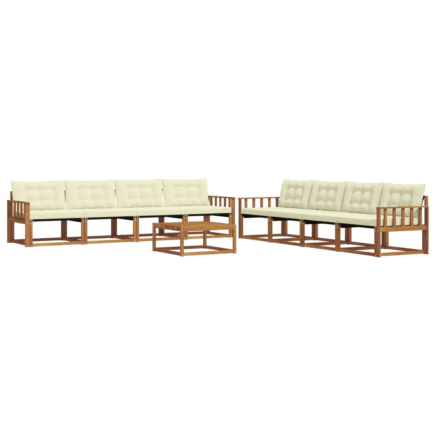 vidaXL Σειρά Καναπέ Εξωτερικού με μαξιλάρι 9 pcs Φυσικό και Κρέμα