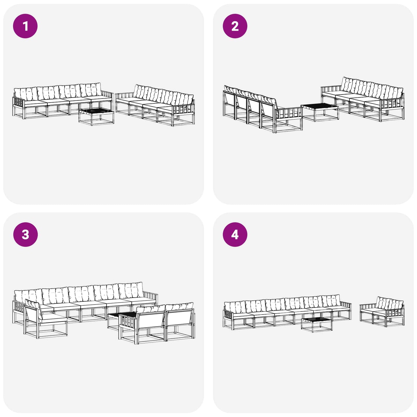 vidaXL Σειρά Καναπέ Εξωτερικού με μαξιλάρι 9 pcs Φυσικό και Κρέμα