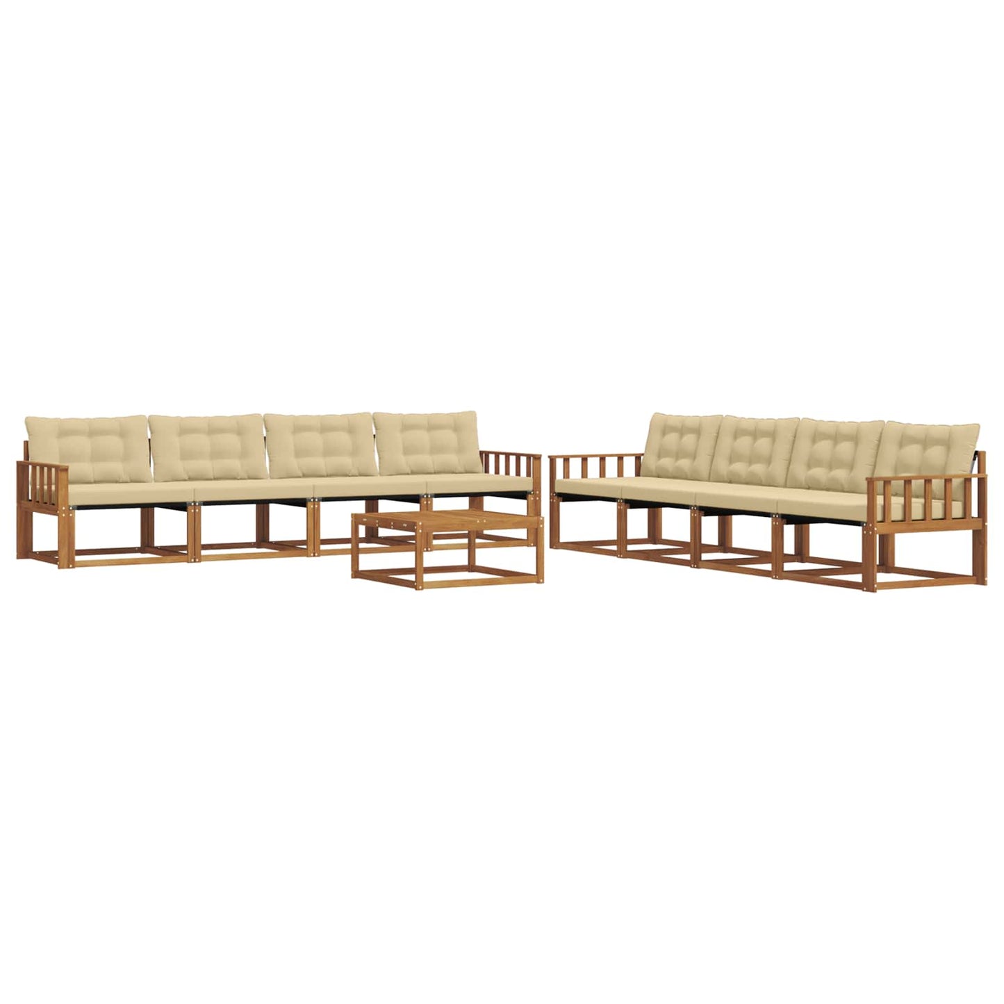 vidaXL Σειρά Καναπέ Εξωτερικού με μαξιλάρι 9 pcs Φυσικό και Μπεζ