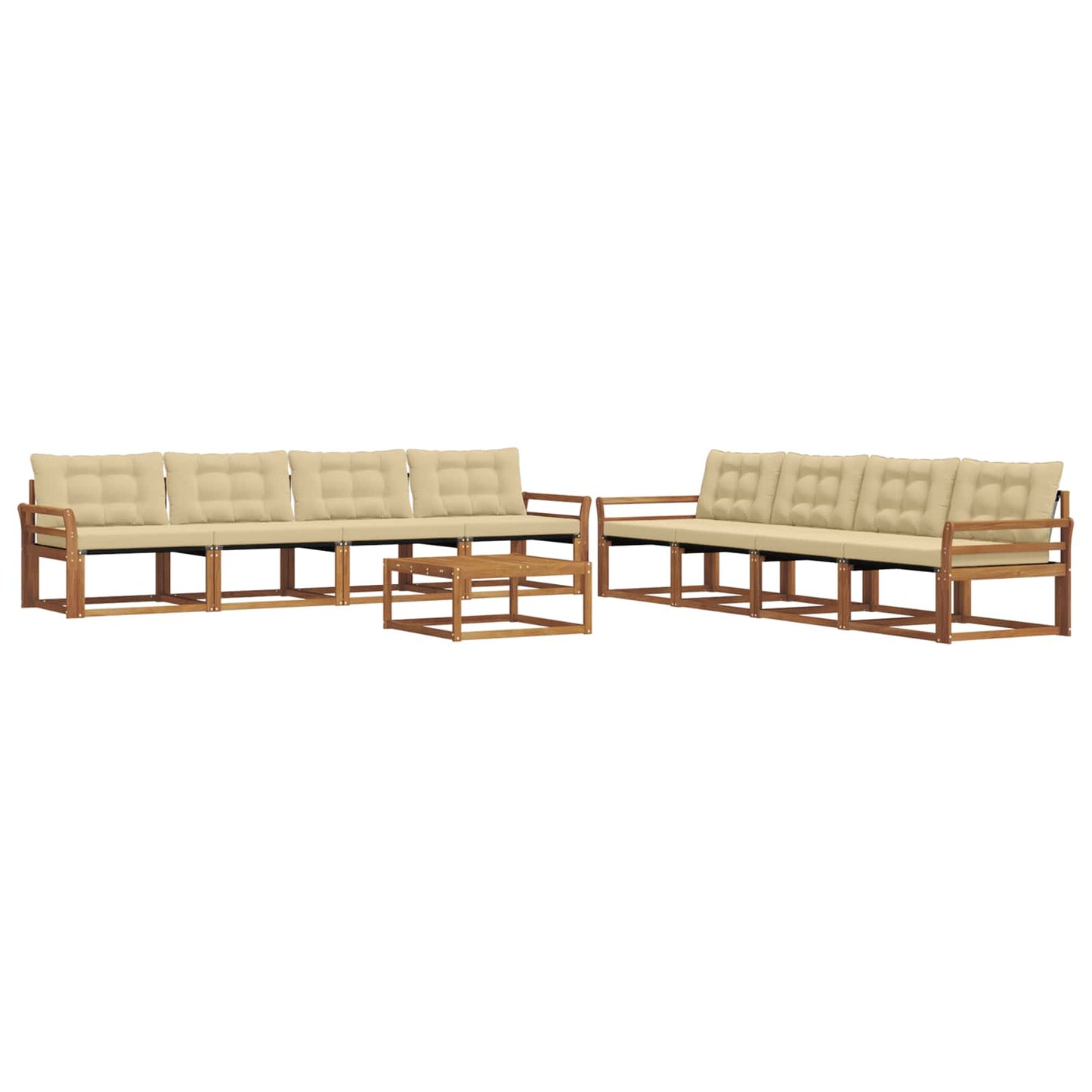 vidaXL Σειρά Καναπέ Εξωτερικού με μαξιλάρι 9 pcs Φυσικό και Μπεζ