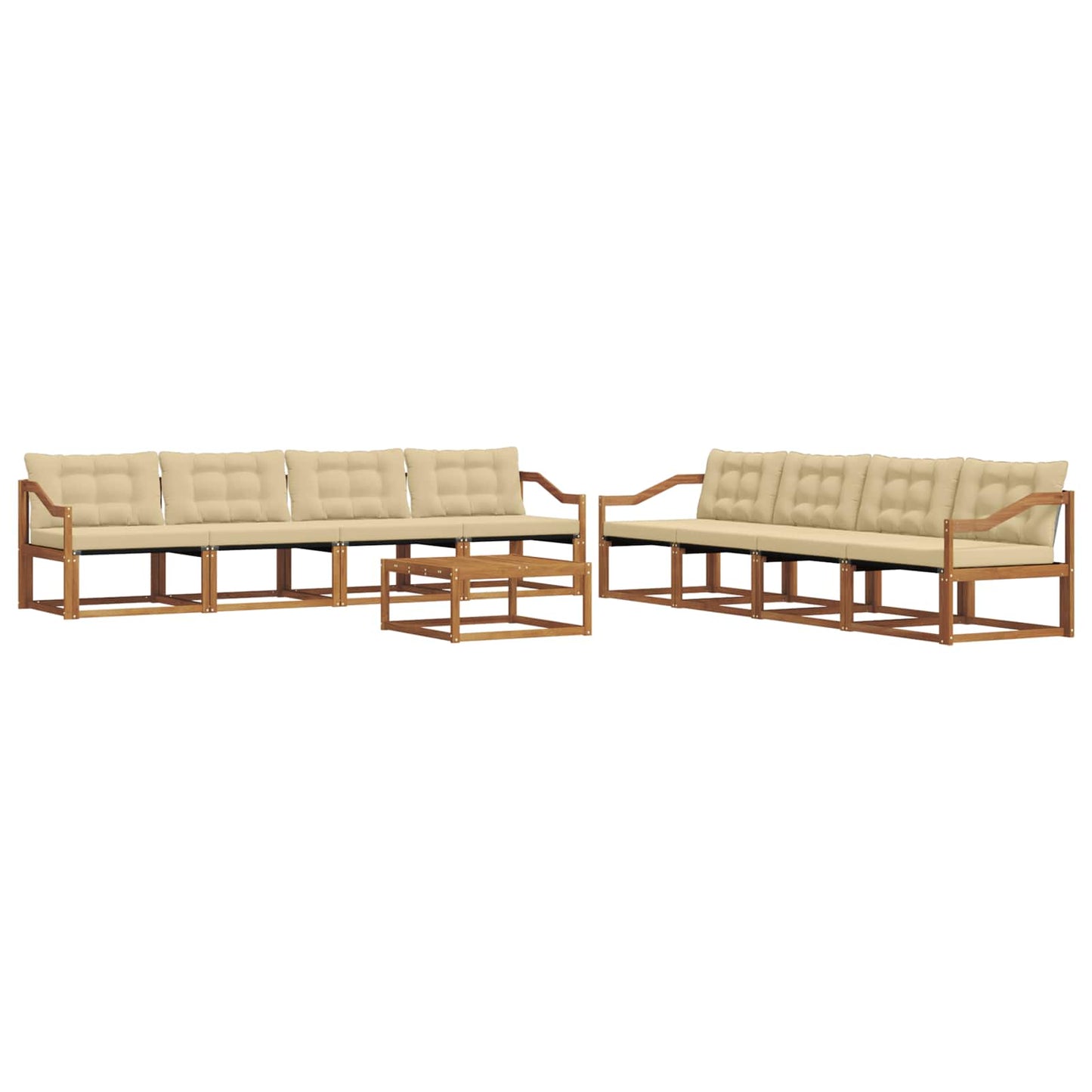 vidaXL Σειρά Καναπέ Εξωτερικού με μαξιλάρι 9 pcs Φυσικό και Μπεζ