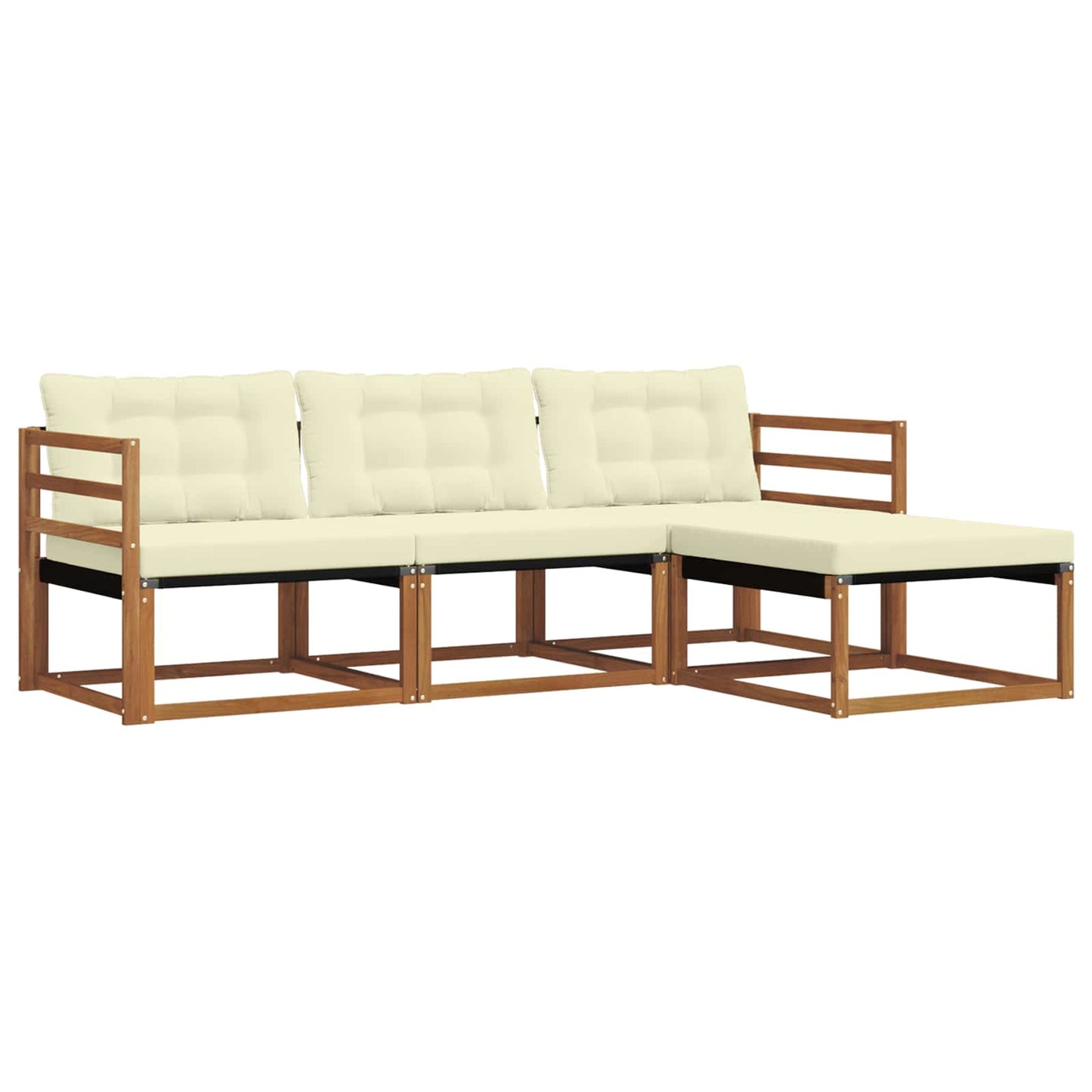 vidaXL Σειρά Καναπέ Εξωτερικού με μαξιλάρι 4 pcs Φυσικό και Κρέμα