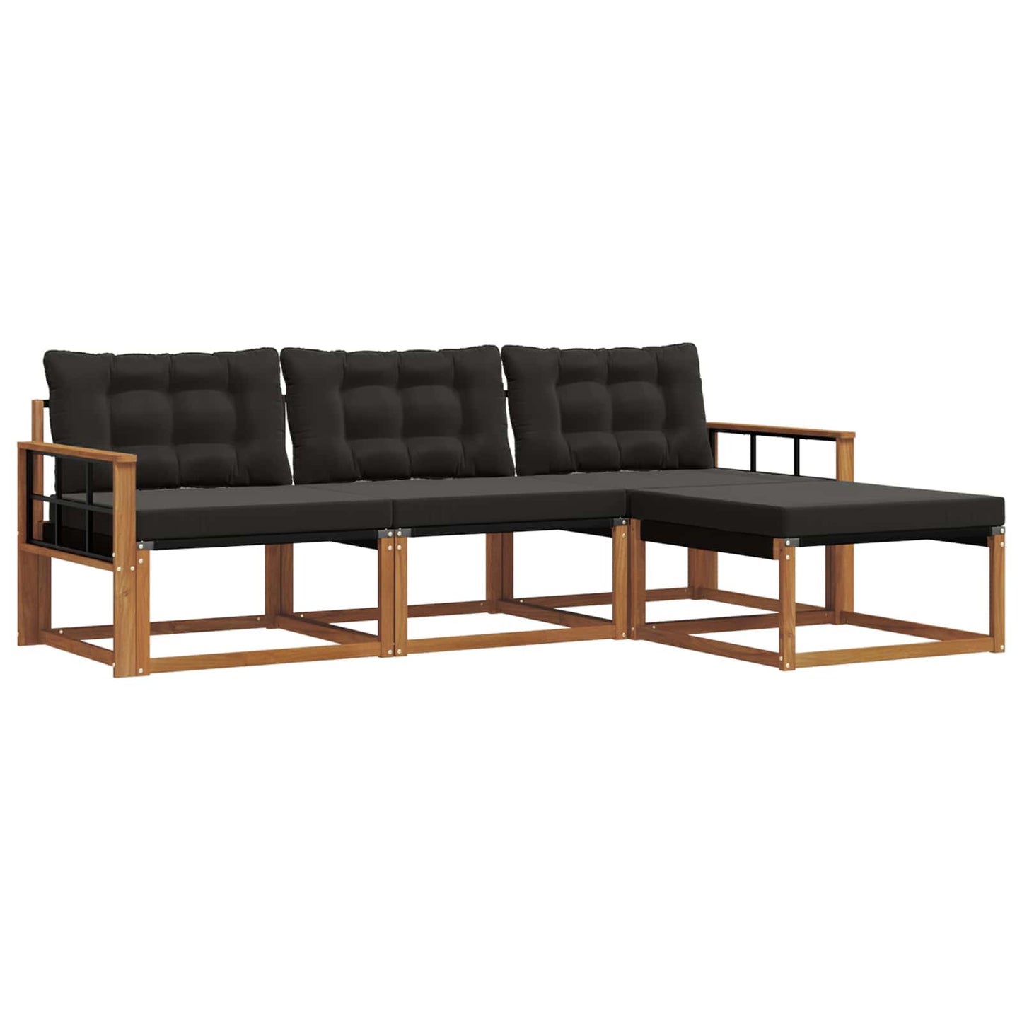 vidaXL Σειρά Καναπέ Εξωτερικού με μαξιλάρι 4 pcs Φυσικό και Μαύρο