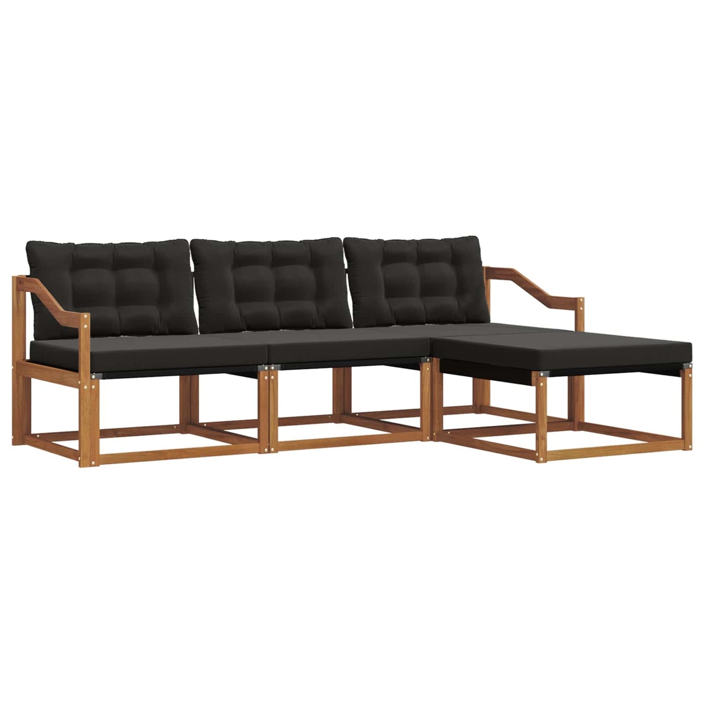 vidaXL Σειρά Καναπέ Εξωτερικού με μαξιλάρι 4 pcs Φυσικό και Μαύρο