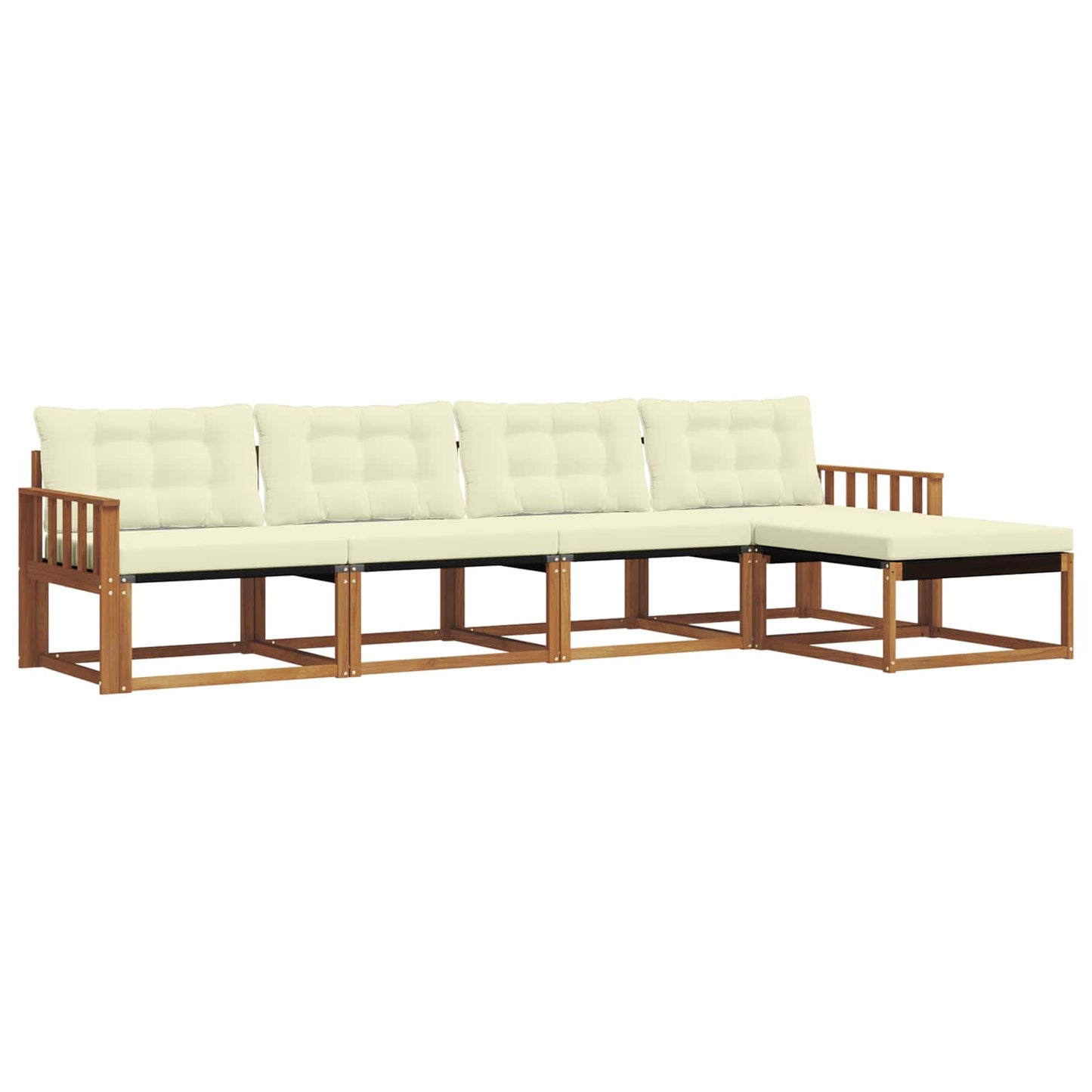vidaXL Σειρά Καναπέ Εξωτερικού με μαξιλάρι 5 pcs Φυσικό και Κρέμα